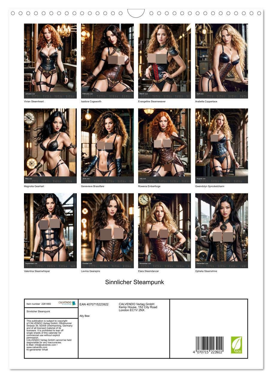 Sensual steampunk UK-Version (Wall Calendar 2026 DIN A3 Portrait), CALVENDO 12 Month Wall Calendar — image 1
