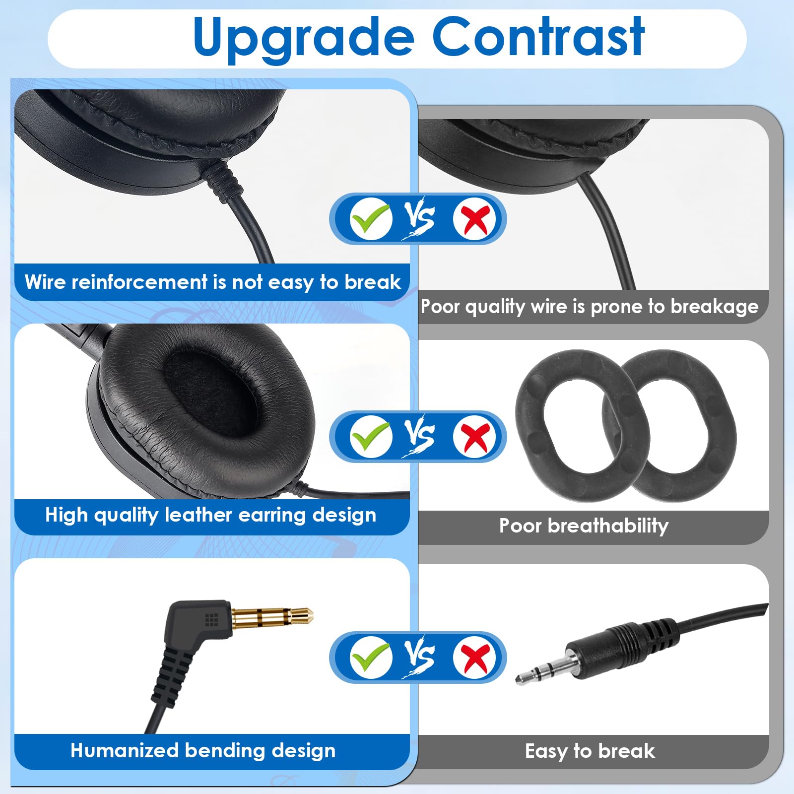 Paquete de 20 auriculares a granel para el aula, estudiantes, niños, adolescentes y adultos (negro)