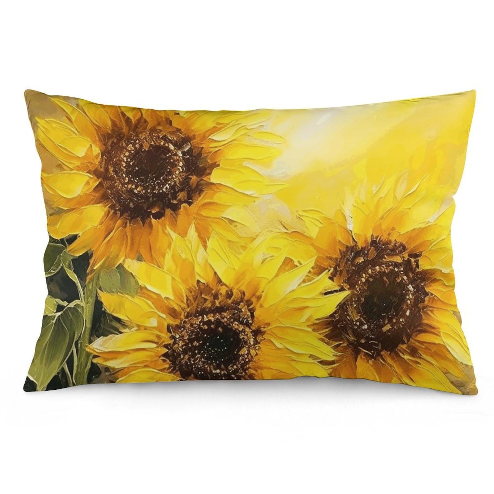 2 Pack Pillow Cases for Hair and Skin, Soft Breathable Pillow Case Covers with Hidden Zipper, Yellow Sunflowers Pillowcase 12 "x20 Pillow Covers for Sleeping Gift