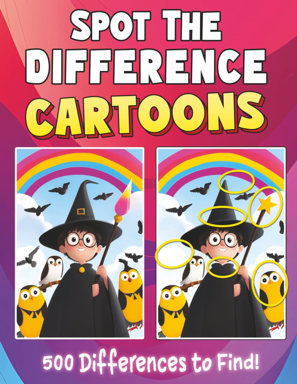 Spot the Difference Book for Kids Ages 8-12: Cartoons: 500 Differences for Children Ages 8, 9, 10, 11, 12+
