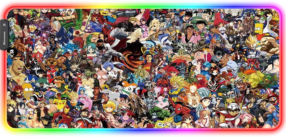 XXL RGB Gaming Mouse Pad,Large LED Anime Mousepad with Non-Slip Rubber Base and Durable Stitched Edges,35.4x15.7IN Mouse Mat Laptop PC Desk Mat(ledgsyj)