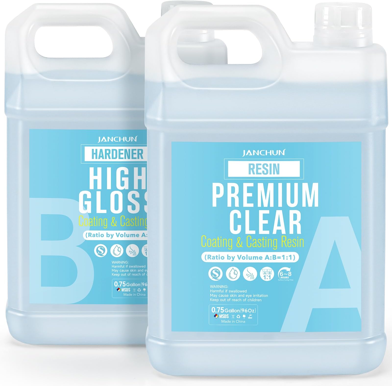192oz/1.5 Gallon Epoxy Resin Kit, Premium Clear High Gloss Casting and Coating for River Table Tops, Art Casting Resin, Jewelry Making, DIY, Tumblers, Molds, Art Painting, Fast Curing Resin