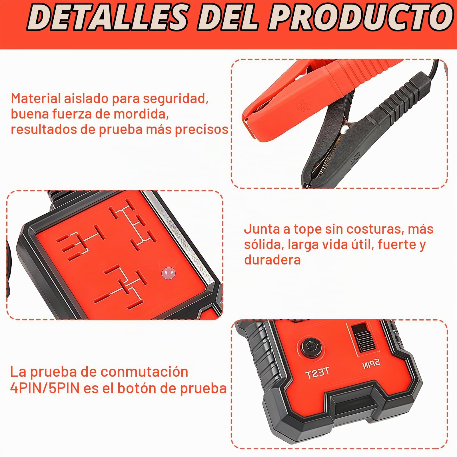 Comprobador de relé de coche de 12 V: probador de relé portátil con clips, dispositivo de diagnóstico profesional, comprobador de batería de coche, relé para barcos, motocicletas, herramientas