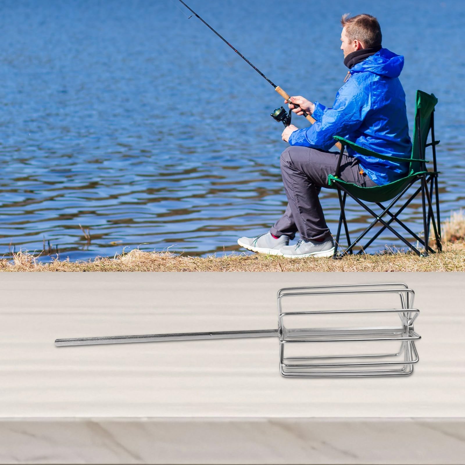 Miscelatore per pastura in acciaio inox con 11 lame per pesca alla carpa, frusta per esca resistente per miscelare e distribuire aromi uniformi, strumento portatile argento, 11 x 43 cm
