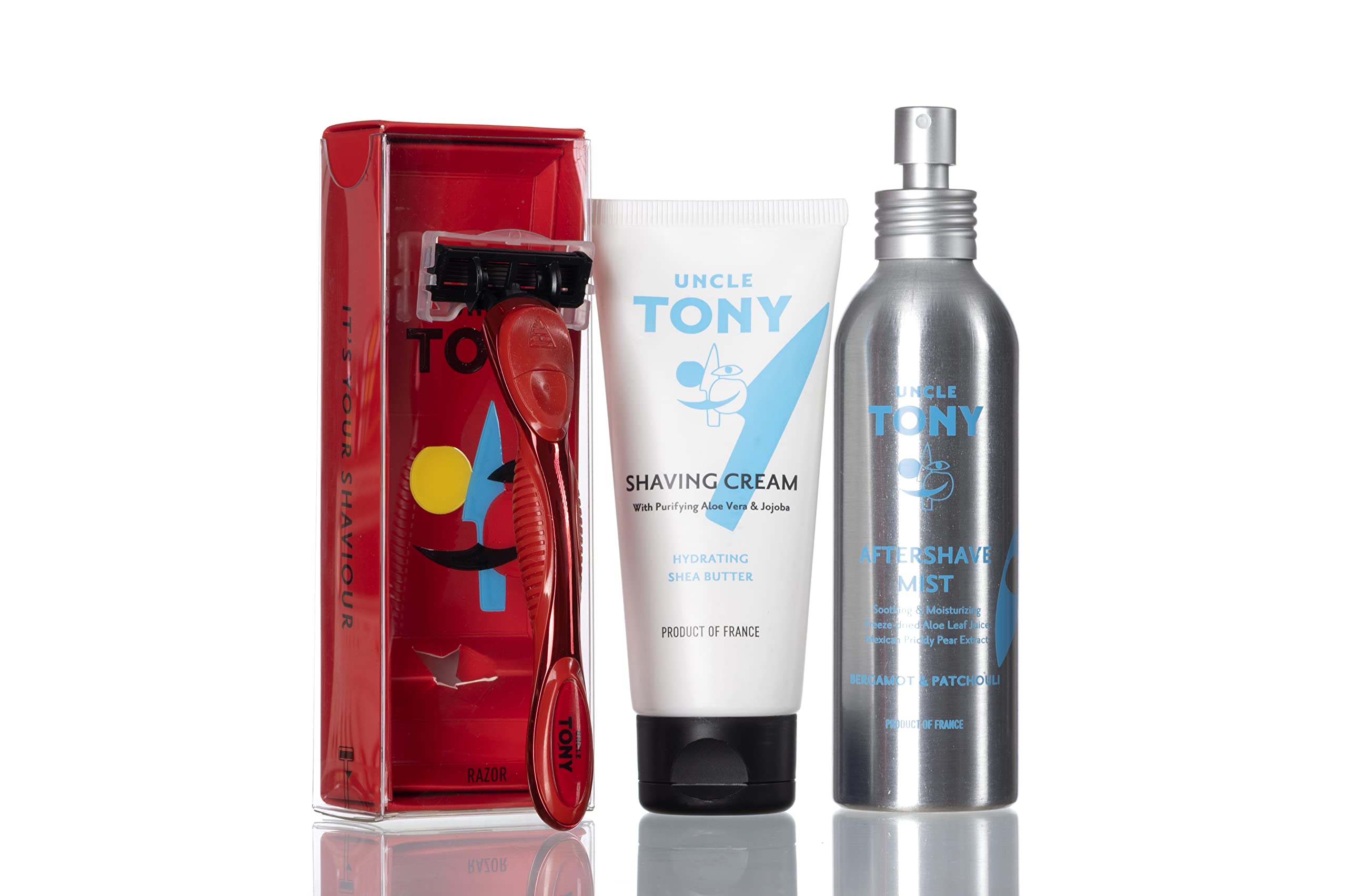 Uncle Tony Shaving Set | Complete Beard Grooming Kit with Shaving Cream, Precision Razor | Enhance Grooming Routine - Ideal for Health & Personal Care (Red)