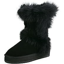 Waterproof Genuine Suede Platform Boots for Women Furry Winter Short Boot Ladies Fur Boots 99256