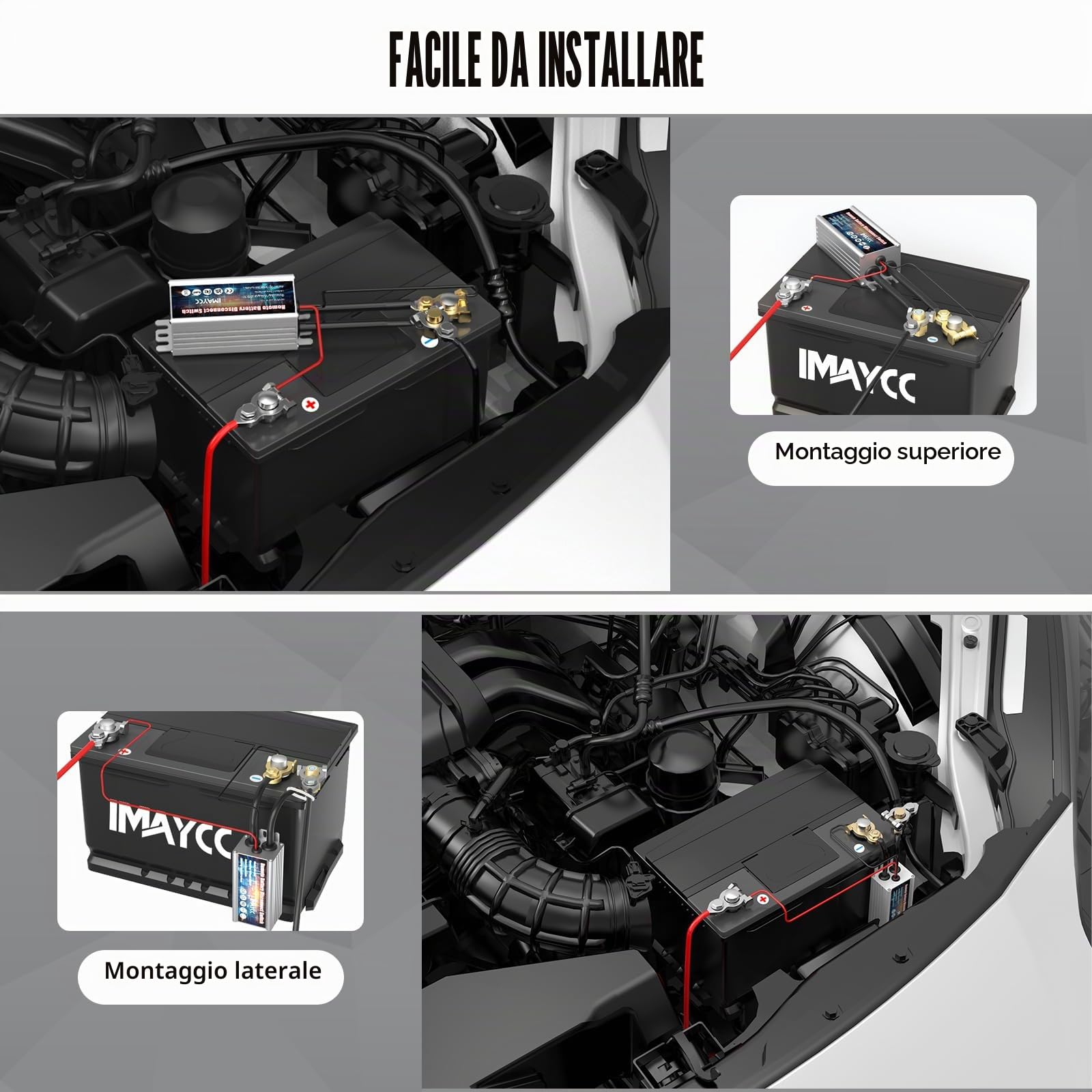 IMAYCC Intelligente Stacca Batteria 12v, Stacca Batteria per Auto 120A, Staccabatteria Auto, Antifurto Auto, Stacca batterie, Interruttore di Spegnimento Automatico per Moto, RV, ATV, Camion, Barca.