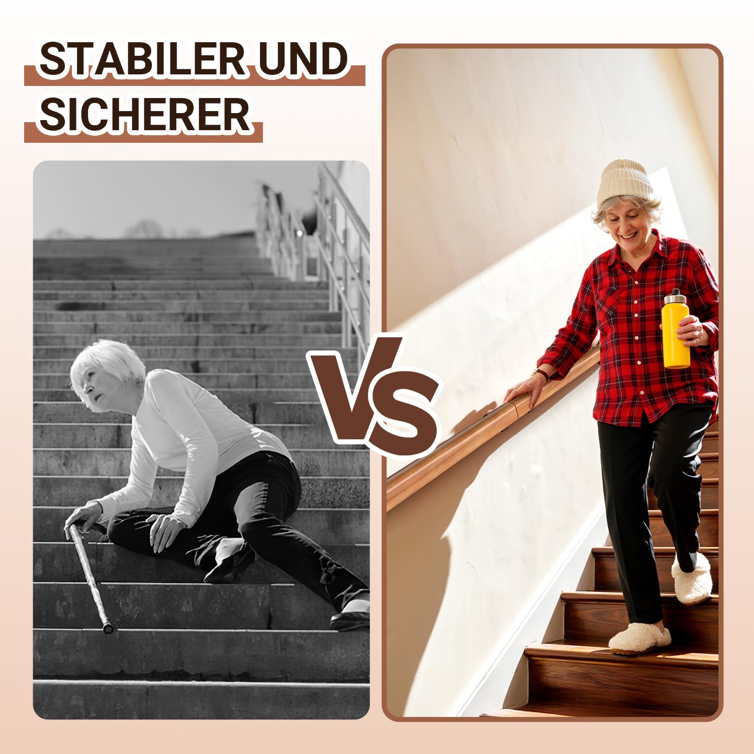Ikodm Kiefernholz Handlauf Treppengeländer 200cm Geländer für Treppe Treppe Wandhandlauf Wand Treppe seitliche Montage, Inklusive Wandhalterungen, Montagematerial, für Indoor, Halbrunde Wood