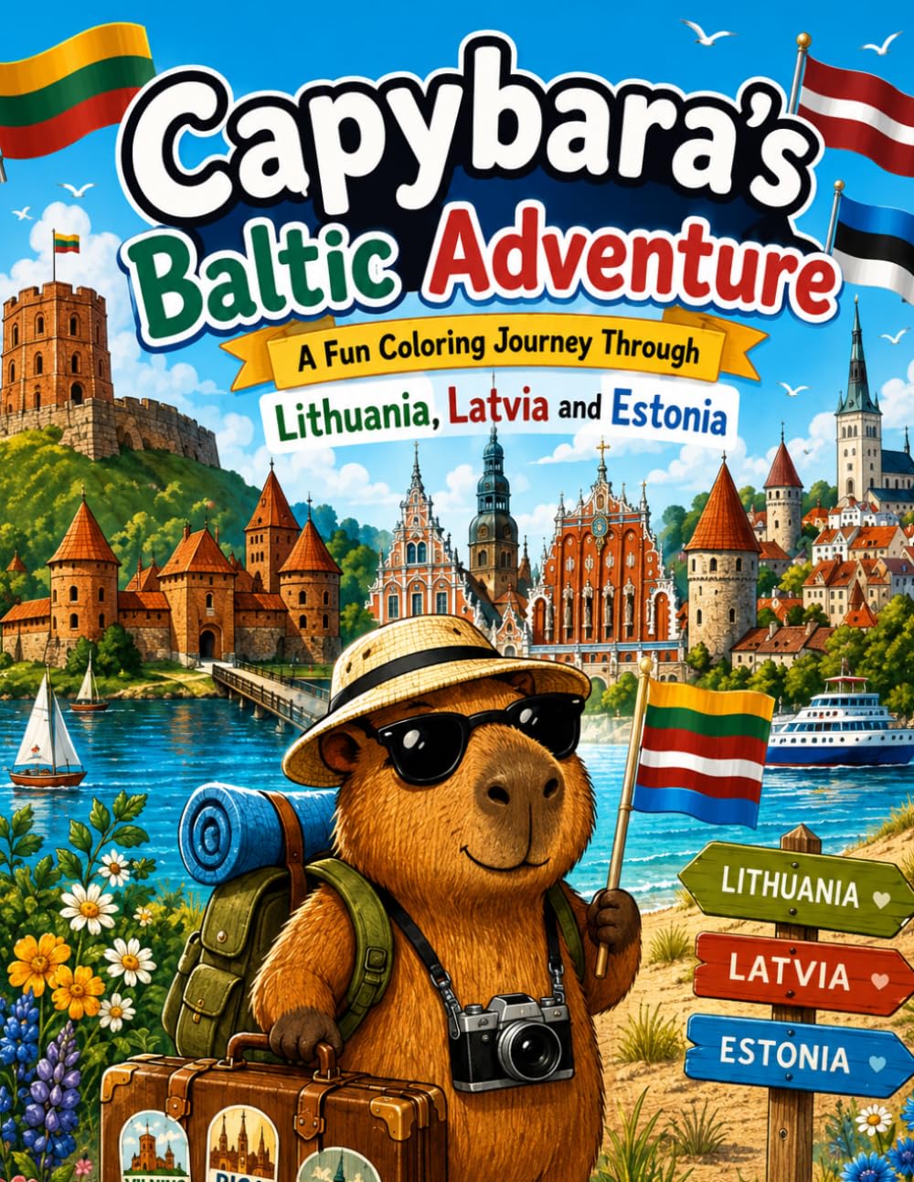 Capybara's Baltic Adventure: A Fun Travel Coloring Book Featuring Baltic Landmarks and Traditions (Capybara Around the World)