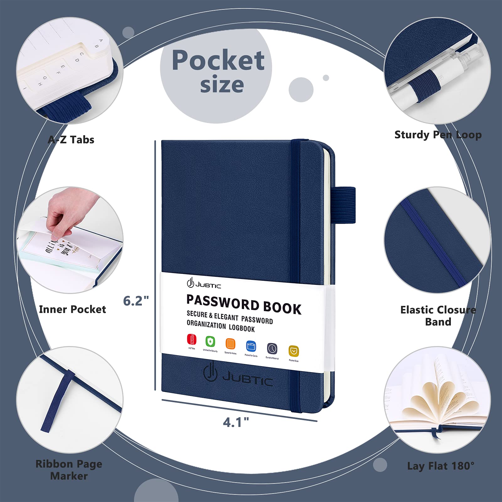Libreta De Contraseñas Discreta Con Pestañas Alfabéticas A-Z – Cuaderno De Contraseñas Para