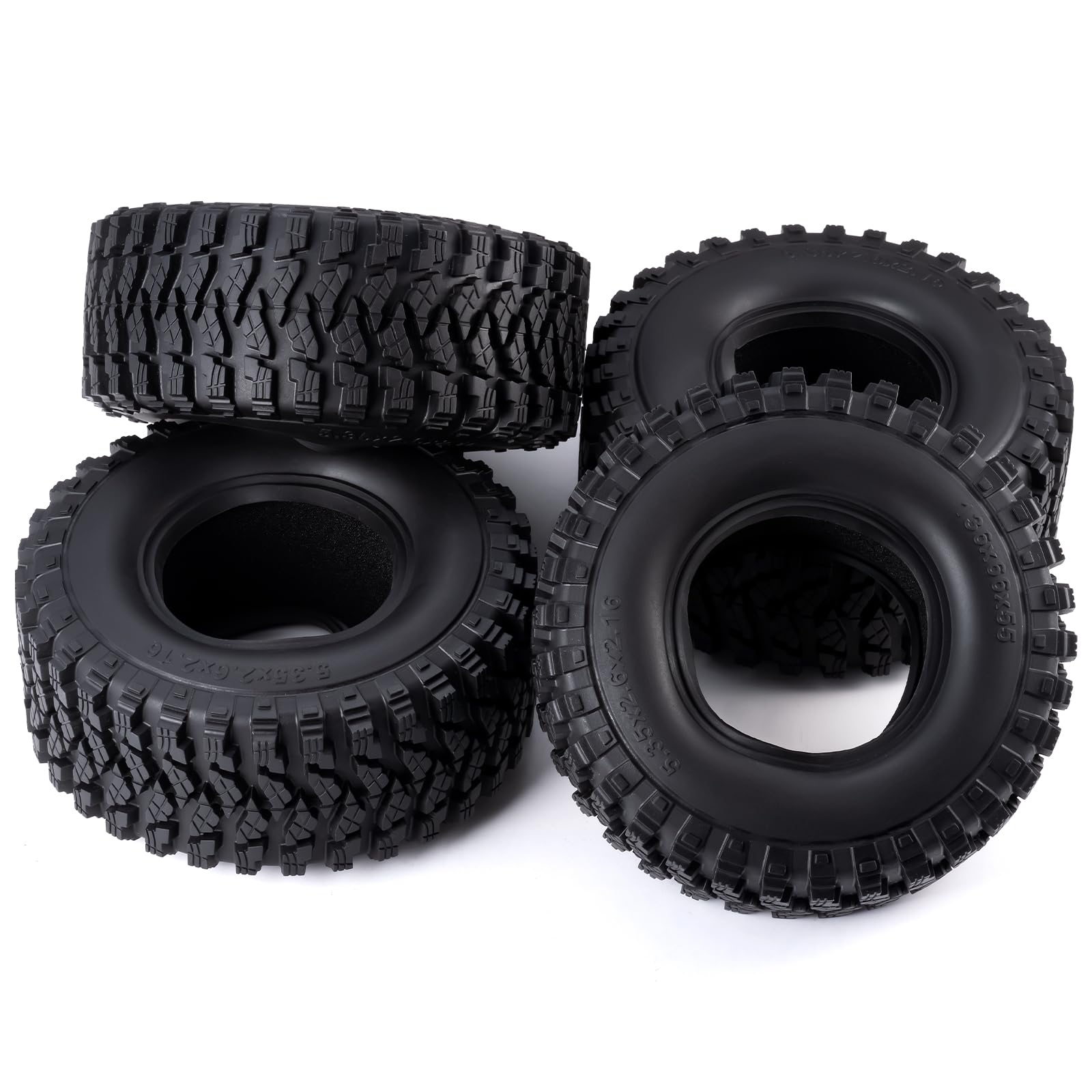 Runup 4 sztuki opon rowerowych 2,6 cala, 136 mm x 55 mm, gumowe opony do 1/10 RC Crawler Car Axial SCX10, RBX10, MJX H8H, MK07, KM4 (miękka, ulepszona wersja)