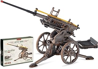 ROBOTIME 3D Holzpuzzle Mechanische Startplattform Modellbausatz – Artillerie Nachbau für Erwachsene, STEM Engineering Display Modell, Geschenk für Modellbau-Fans, Historischer Bausatz, LQM01