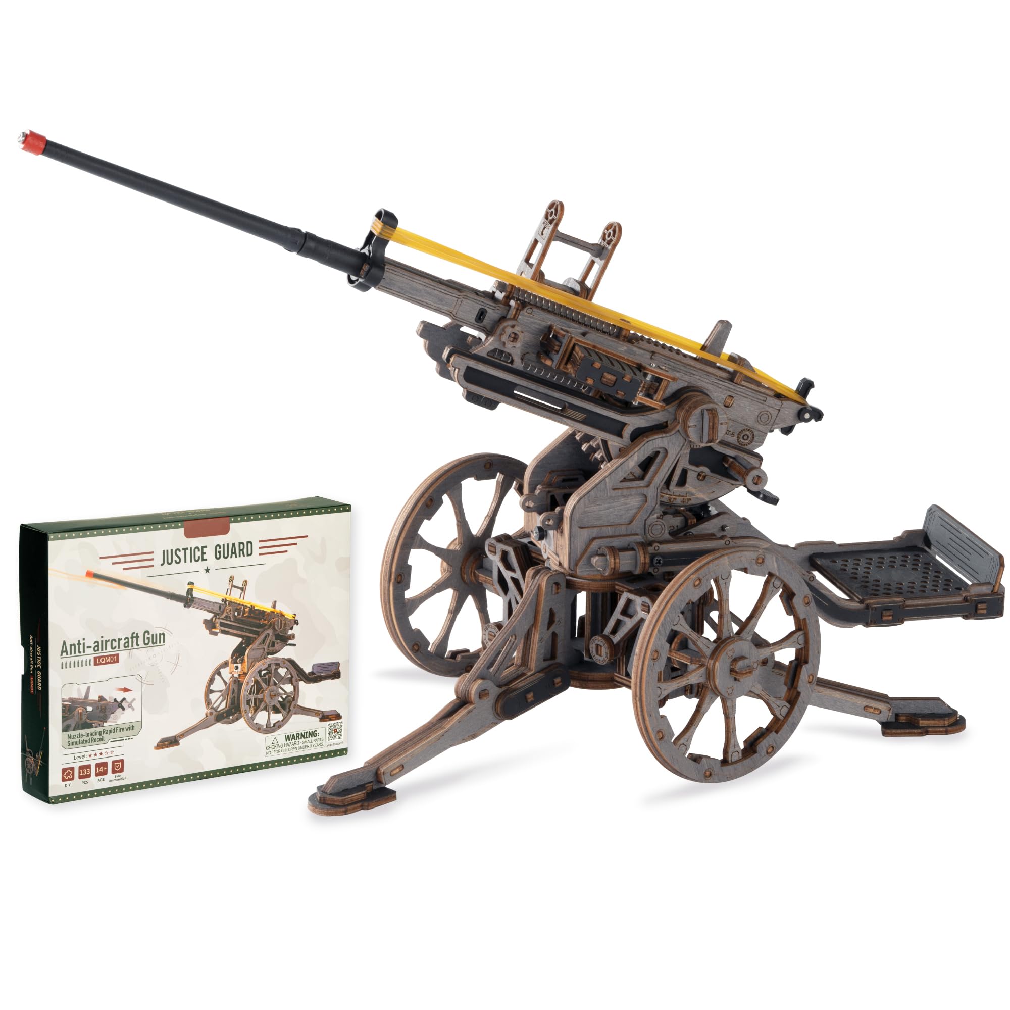 ROBOTIME 3D Wooden Puzzle Mechanical Launch Platform Model – Artillery Replica Kit for Adults, STEM Engineering Display Model, Gift for Hobby Builders, Historical Build, LQM01