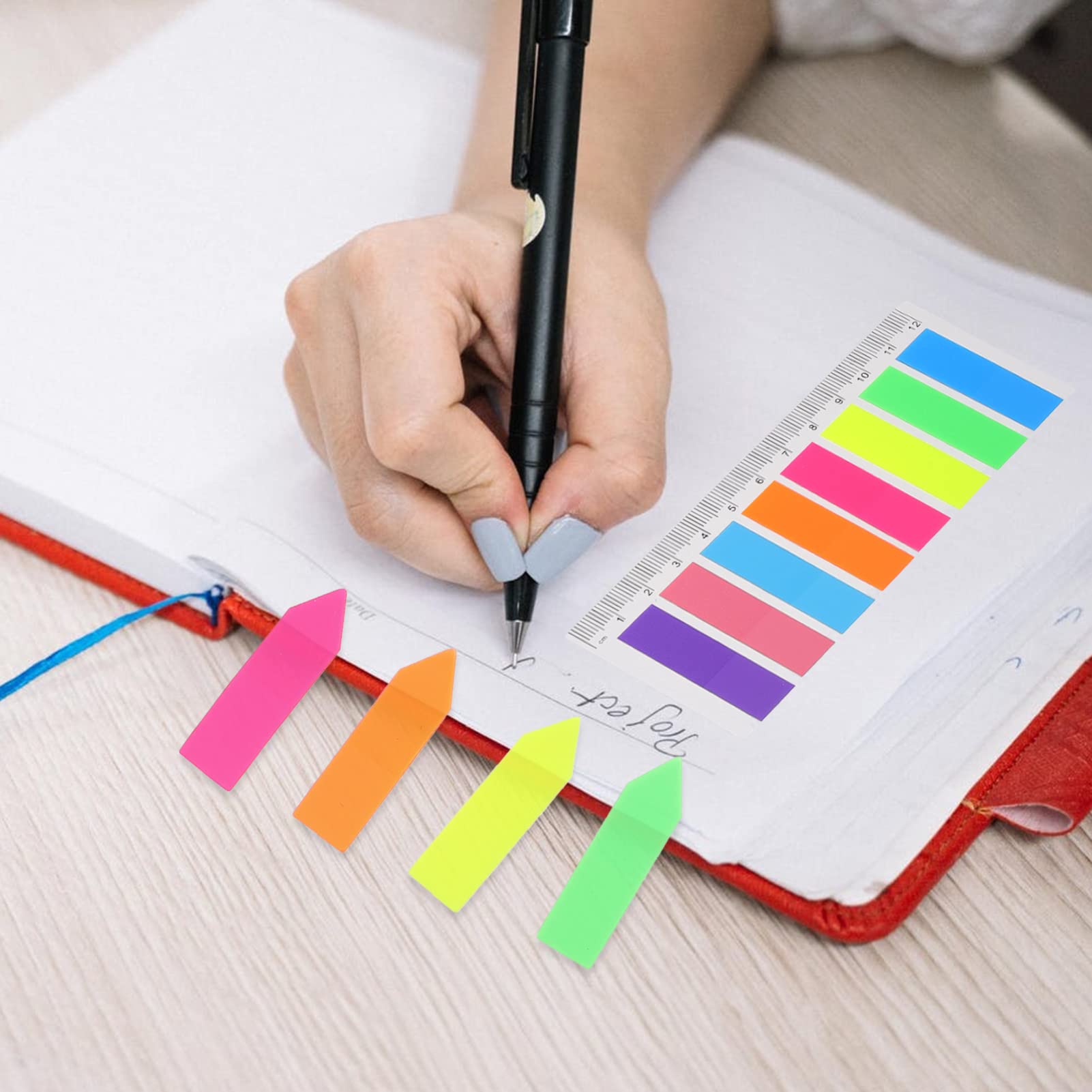 MAGICLULU 30sets Linguette Adesive Colorate Per Libri Segnapagina Fluorescenti Facili Da Usare e Portatili Per Annotazioni e Studio Materiale Resistente e Duraturo Confezione Pratica Per