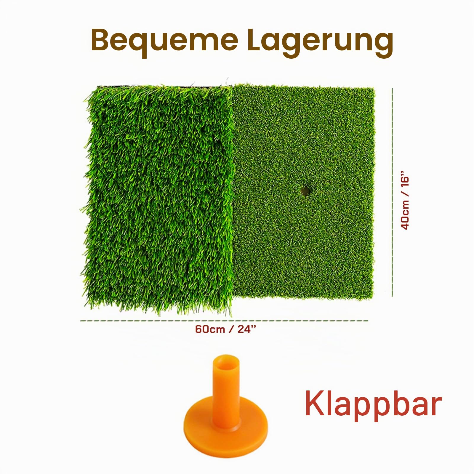 Golfschlag-Übungsmatte, 60 x 40 cm, robust, faltbar