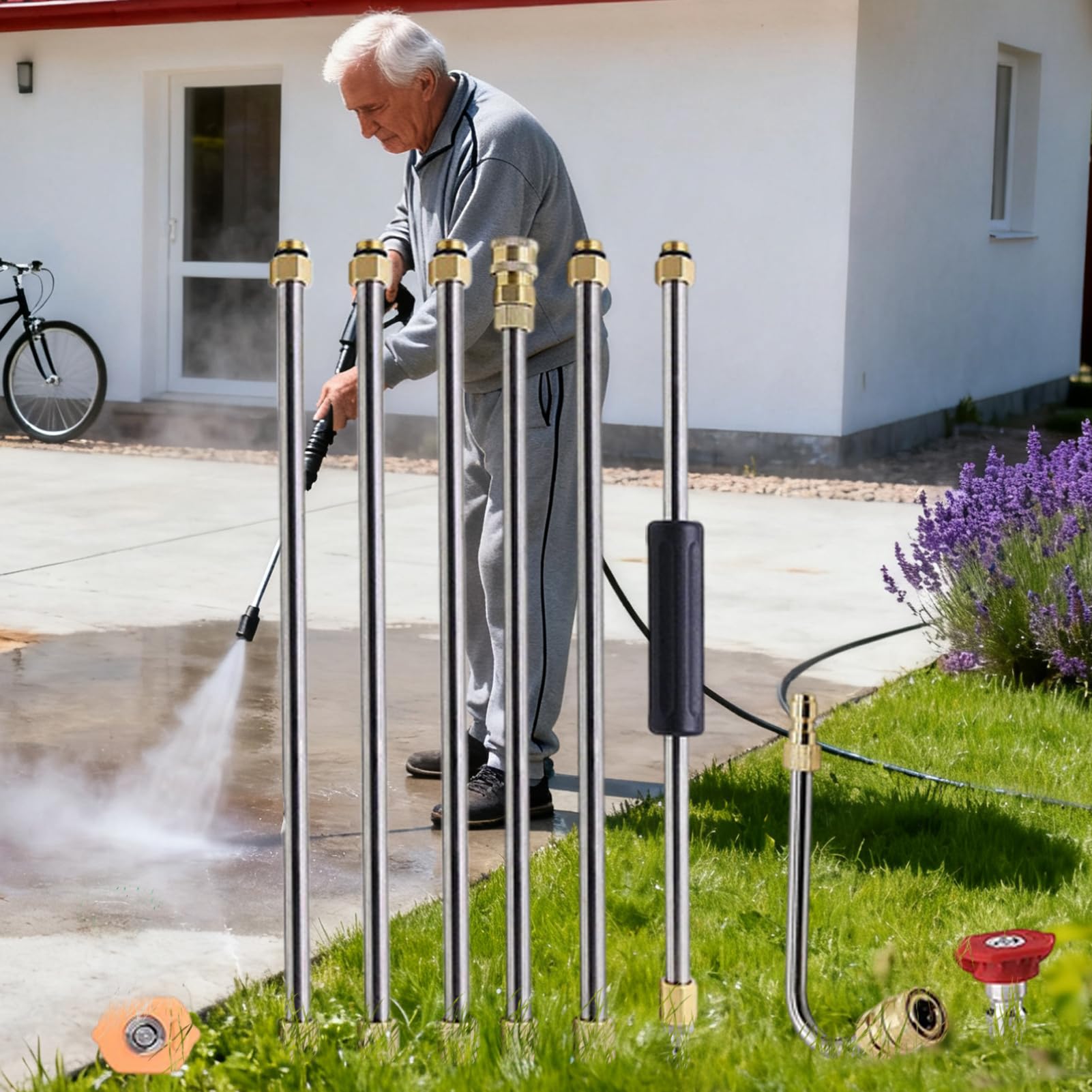Alargador de alta presión | 276 bar Lanza para limpiador de de | presión, boquilla para máquina de limpieza, para jardín, terraza, patio, techo de hormigón