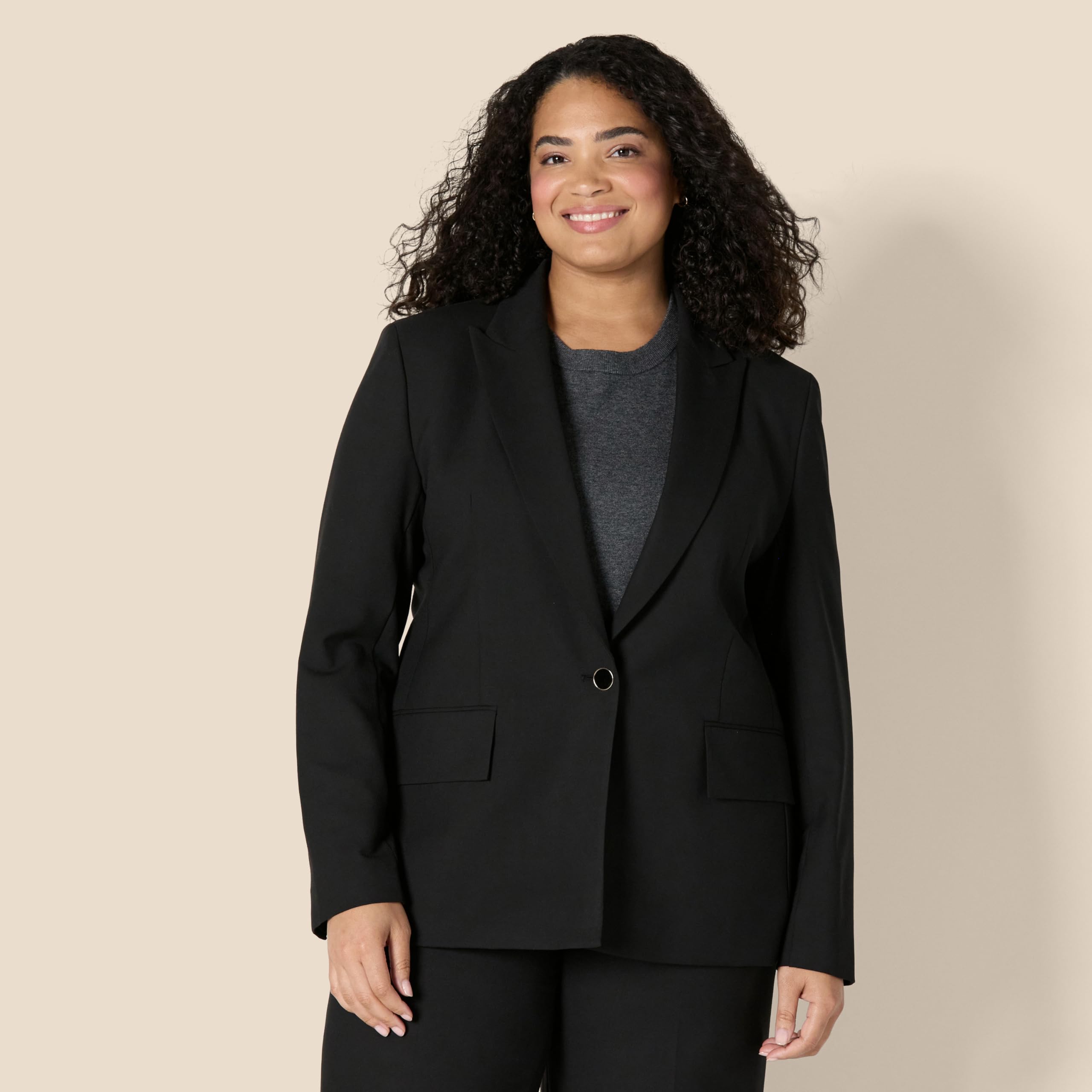 Amazon Essentials Damen Einreihiger Gewebter Blazer, Normale Passform