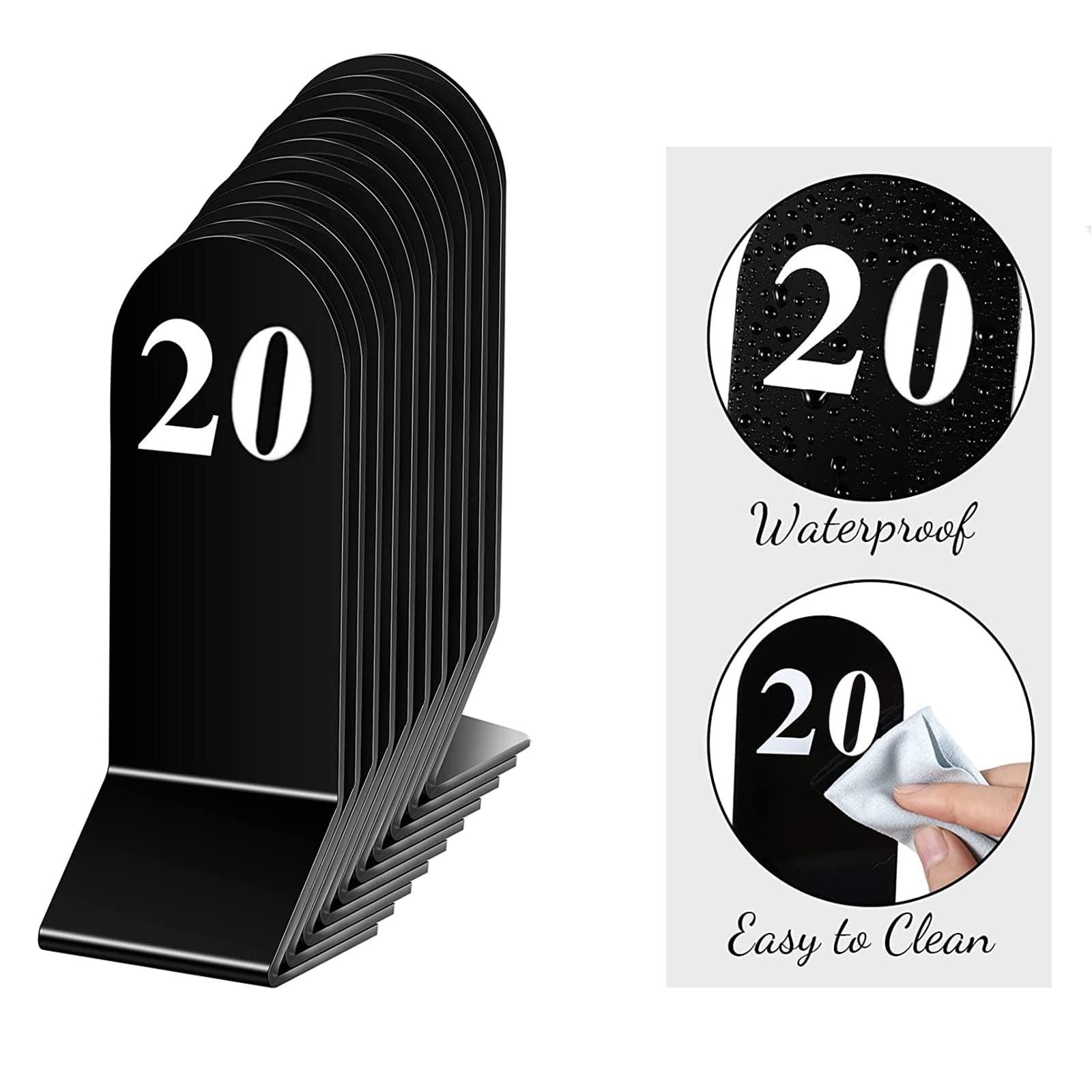 Colexy Dieci Segnaposto Numerici in Legno, 1 a 10 Numeri di Tavolo, Numero da Tavolo in Legno con Supporto di Base per Ristoranti, Matrimonio, Anniversario, Feste di Compleanno Decorazione