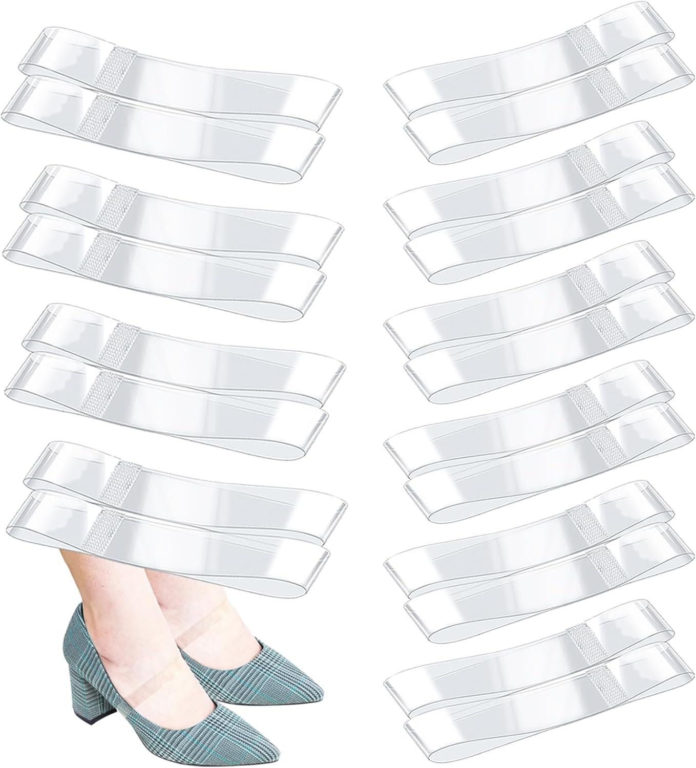 KALIONE 10 Pairs Invisible High Heel Shoe Straps, Elastic Clear Frosted Shoe Straps for Heels, Anti Loose Shoelace for Women, Transparent TPU Shoe Straps Replacement Kit for Holding Loose Shoes,2 Size 3