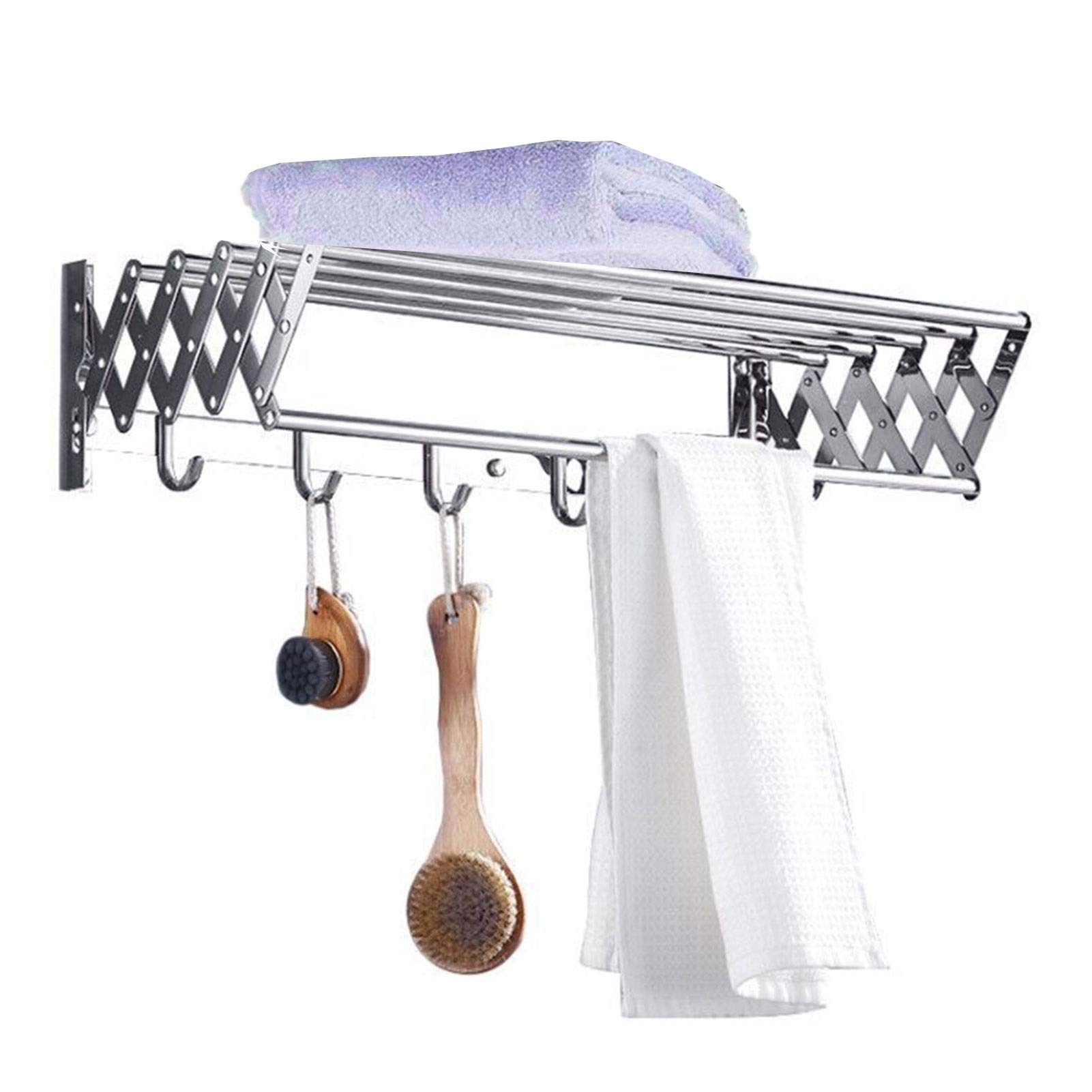 asdchZen Wall Mounted Space-Saver Clothes Drying Rack Retractable Fold Away Clothes Dry Towel Rack Laundry Garment Hanger For Daily Clothes Balcony Mudroom90Cm/35.4In,50cm/19.7in