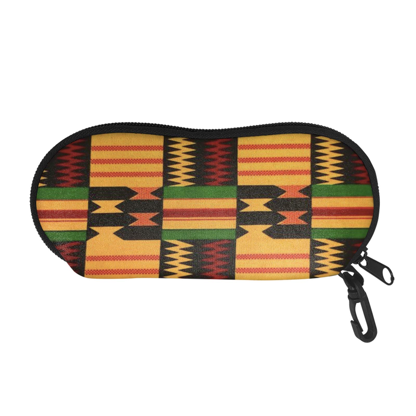 Seanative Women's Tropical Ethnic Vintage African Ethnic Design Soft Glasses Case Lightweight Eyeglasses Pouch With Clip For Unisex