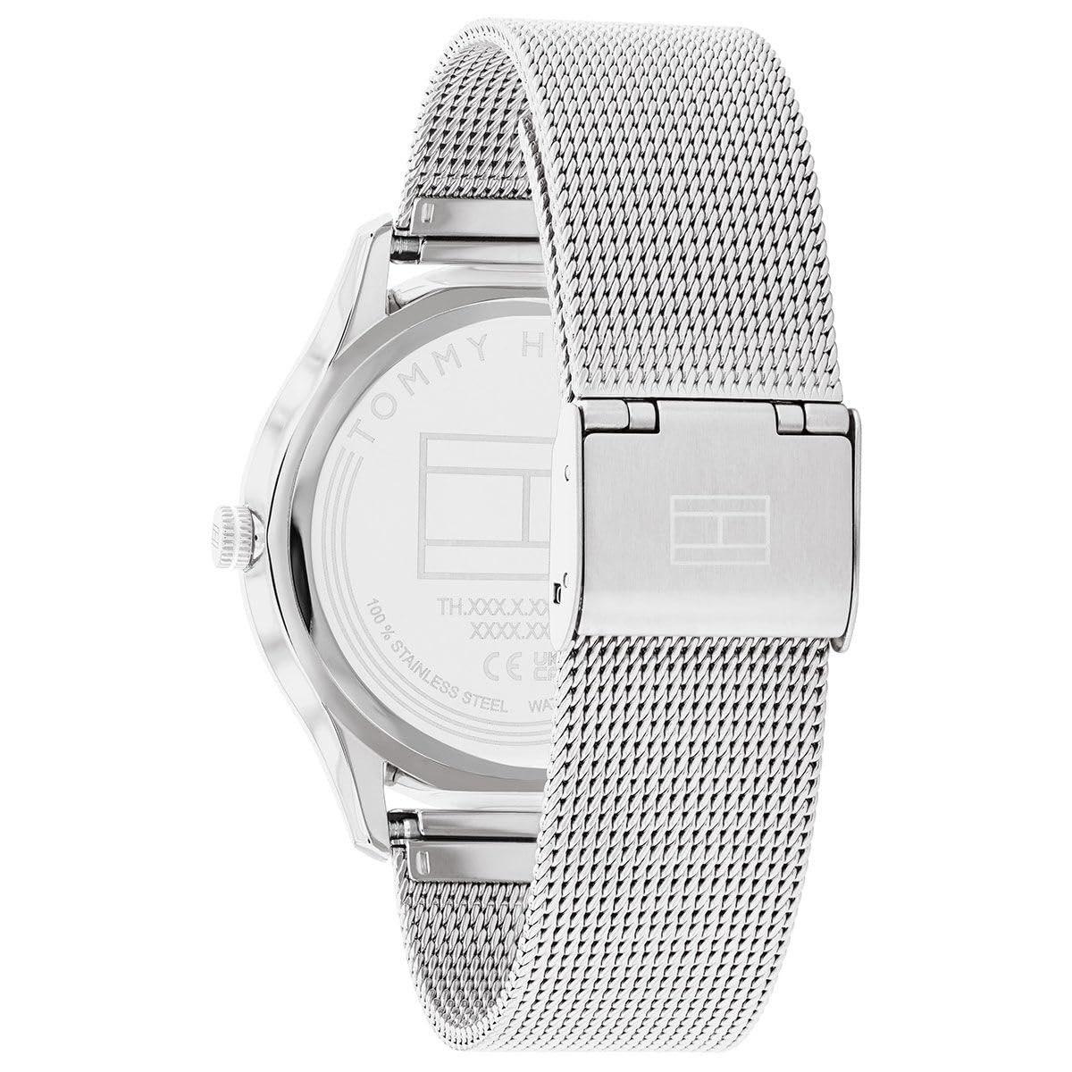 Tommy Hilfiger Reloj Analógico de Cuarzo para Mujer con Correa de Malla de Acero Inoxidable Plateada - 1782530
