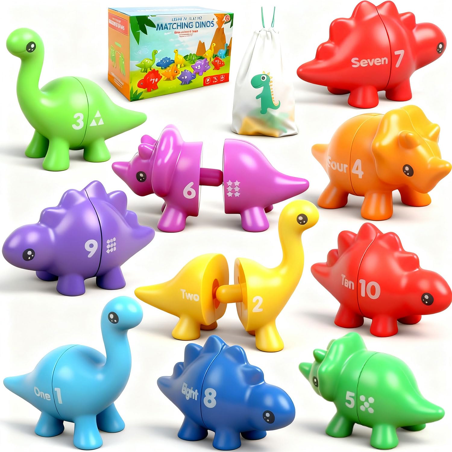 Coogam Conteggio Dinosauro Sorting Giocattoli Set Di Matching Colore Classificazione Gioco Montessori Competenze Motorie Abilita Prescolare Educativo Montessori Giocattoli Educativi Per 3 4 5 Anni