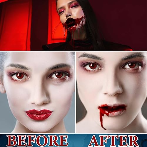 Miniatura 3 de Sangre falsa lavable, 2.1 oz realista de Halloween líquido líquido de sangre para maquillaje en escenario, maquillaje de sangre falsa de Halloween