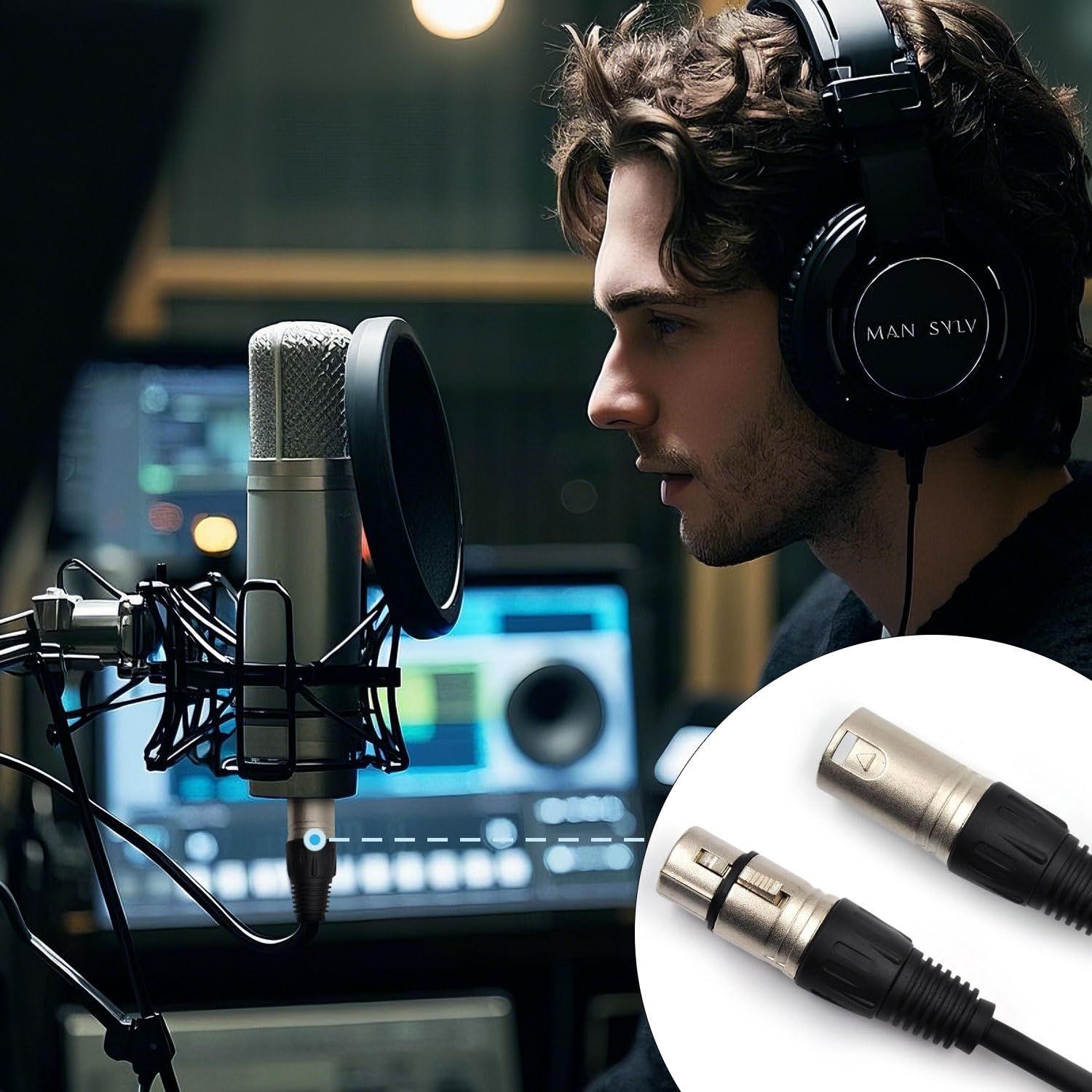 Cavo per microfono XLR a 3 pin da maschio a femmina, cavo bilanciato per microfono, 6,5 m, nero