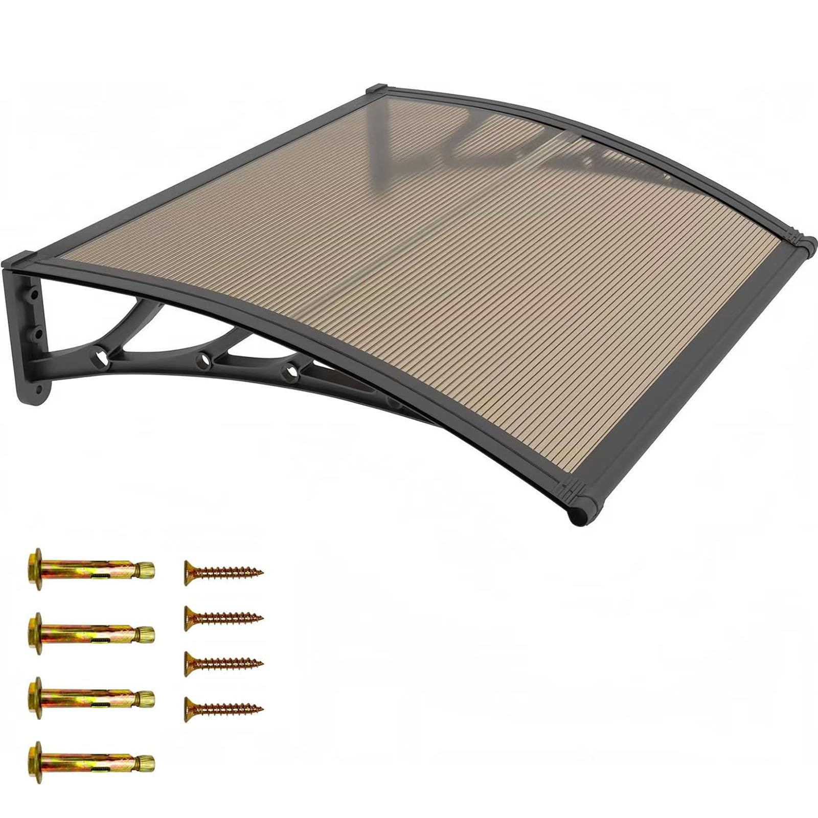 ZLSXAOASP Outdoor Awning Canopy Shelter, Polycarbonate Front Door Rain Shelter for Porch, Patio, Deck, House Entrance
