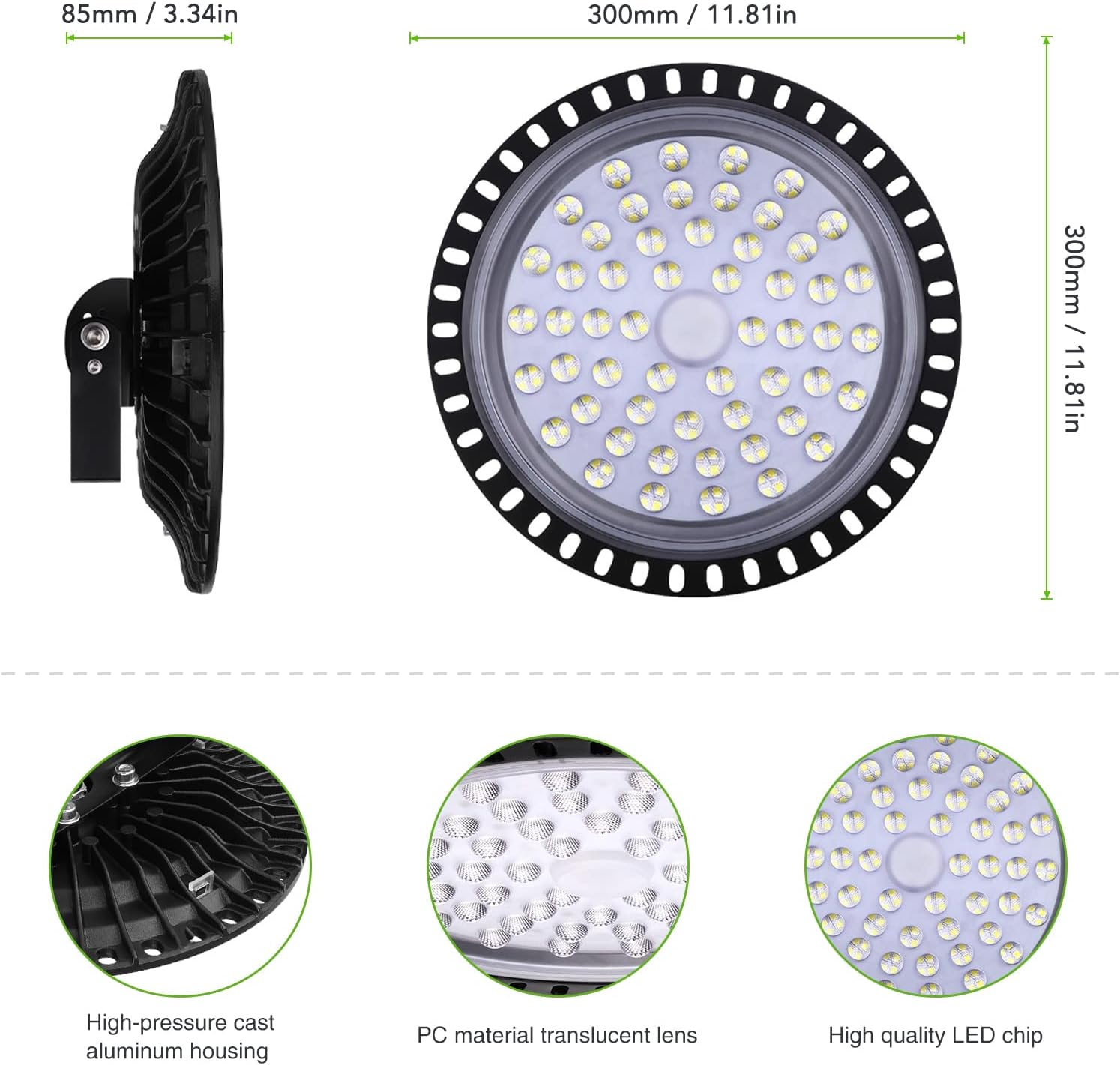 papsbox 6 Pack 200W UFO high Bay Lights,20000LM 6500K Super Bright Daylight White highbay led Light Fixture,110V Area lamp IP65 for Shop Garage Warehouse Workshop Gym Factory Commercial Lighting