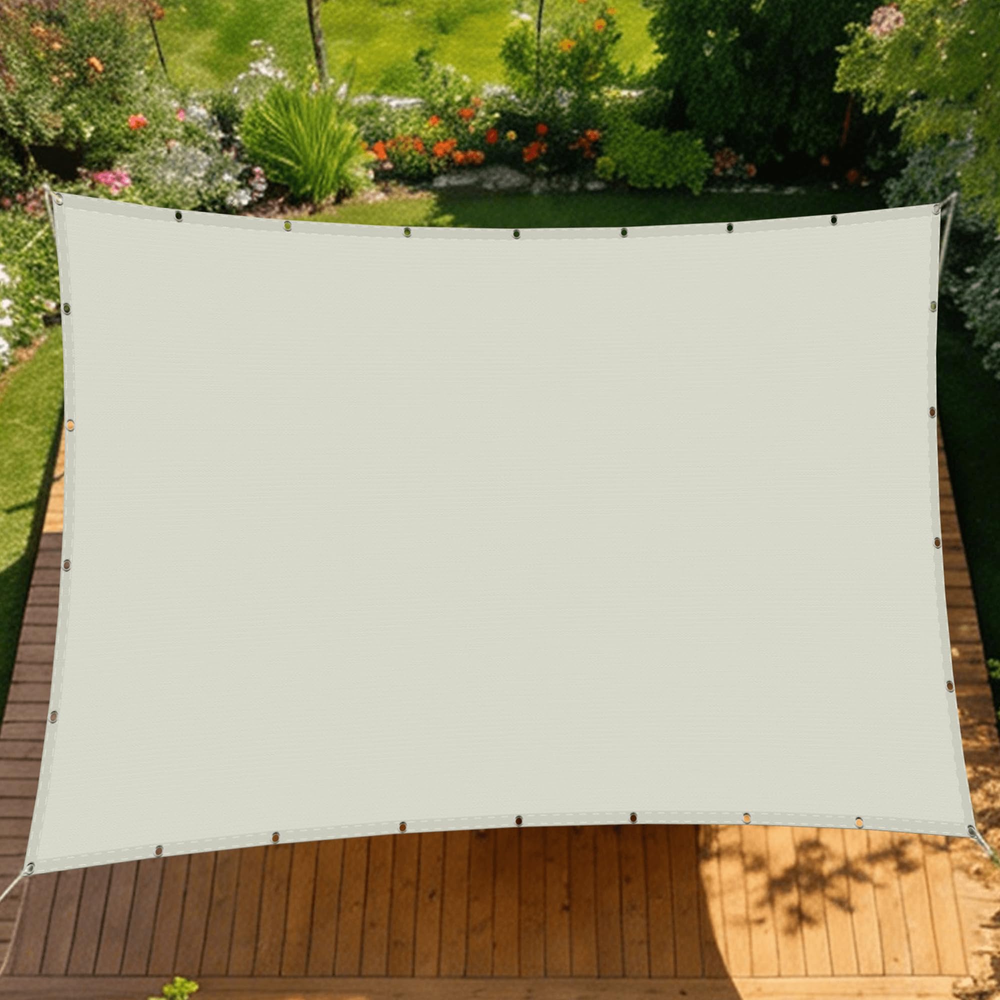 Voile d'ombrage haut de gamme 400 x 400 cm blanc cassé résistant à l'eau