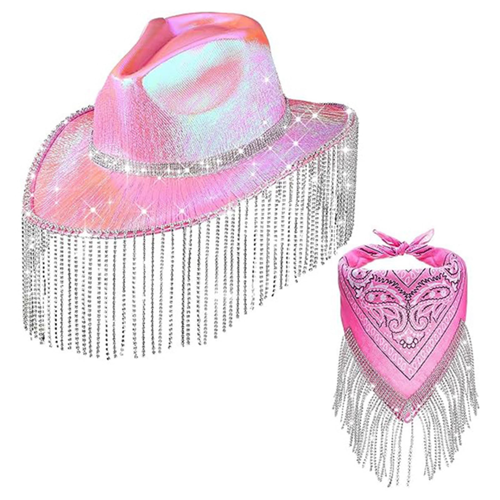 Bandana con flecos y sombrero de vaquero Weatern, bufanda de vaquera para despedida de soltera, pañuelo de vaquera