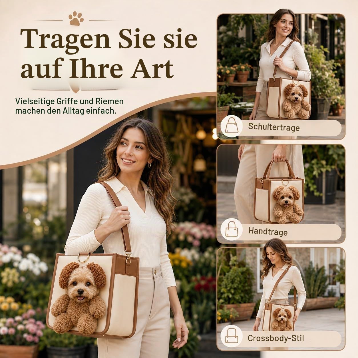 Hundetasche Tragetasche für kleine Hunde und Katzen (M)