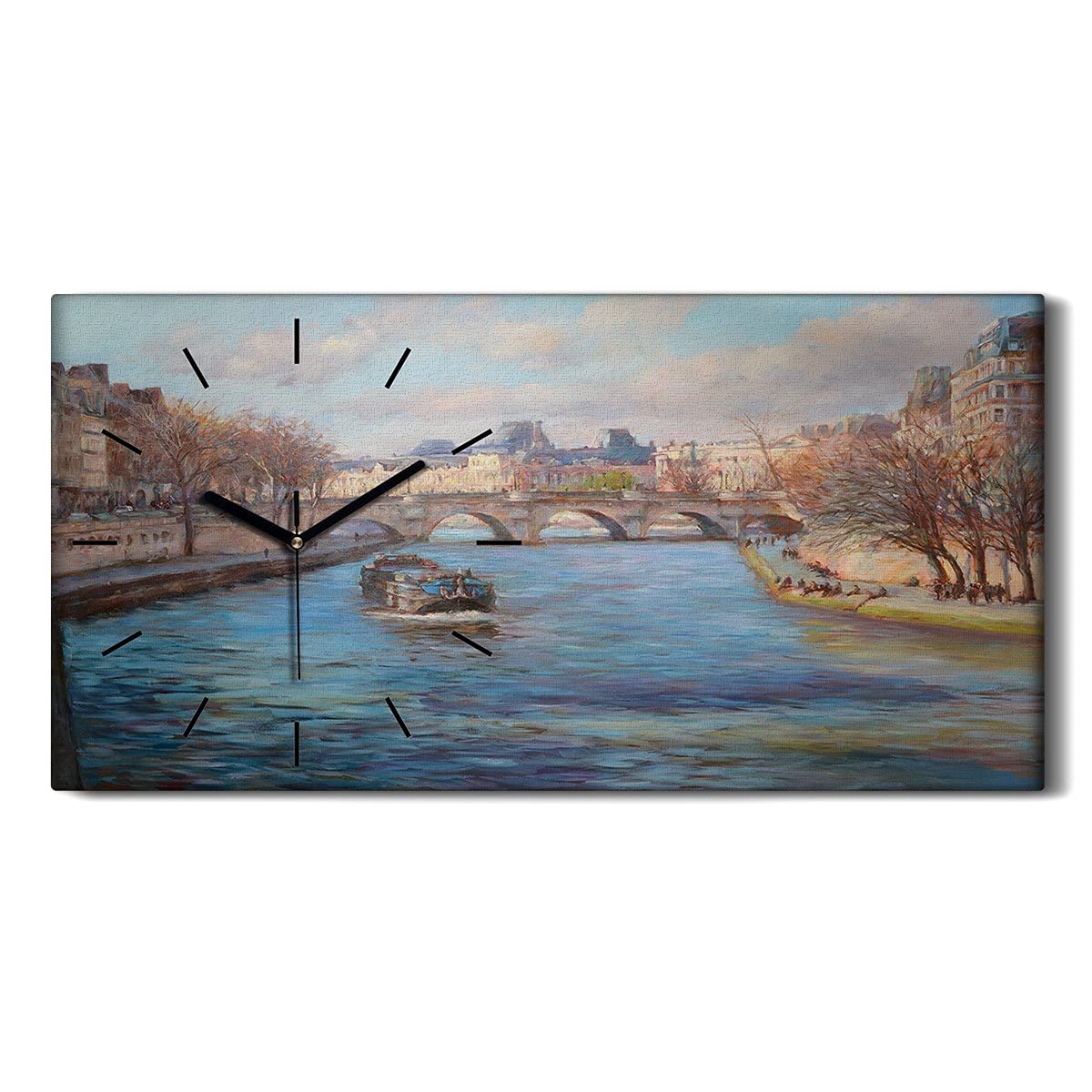 Horloge silencieuse sur toile 60x30cm paysage urbain pour deco salon
