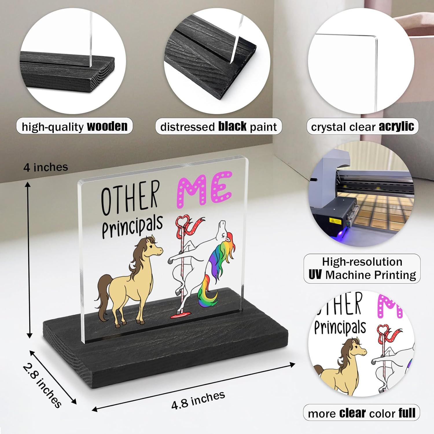 Funny Principal Gifts for Women, Her, Fun Principal Desk Decor, Gag Humorous Principal Appreciation Thank You Gifts Decorative Signs Plaques WAB42 - Image 2