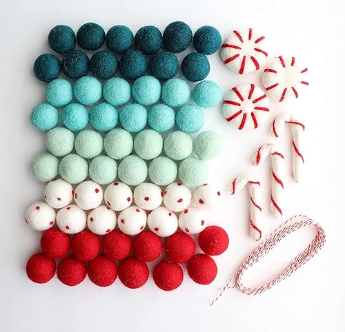 Miniatura 2 de Mini Felt Factory  Felt Ball DIY Christmas Garland Wool 1 inch Poms Ornament Set Red Bright Seasonal Winter Home Mantel Decor  White Craft Project