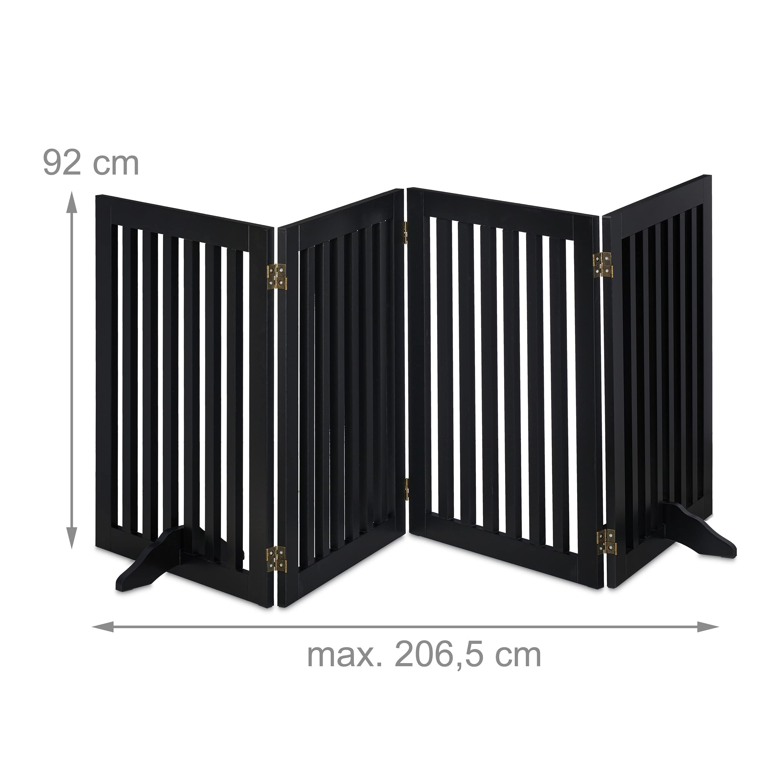 Relaxdays Barrera Seguridad Niños, Valla Protectora Plegable, 92 x 206,5 cm, Cerca Perros y Mascotas, con Patas, Negro