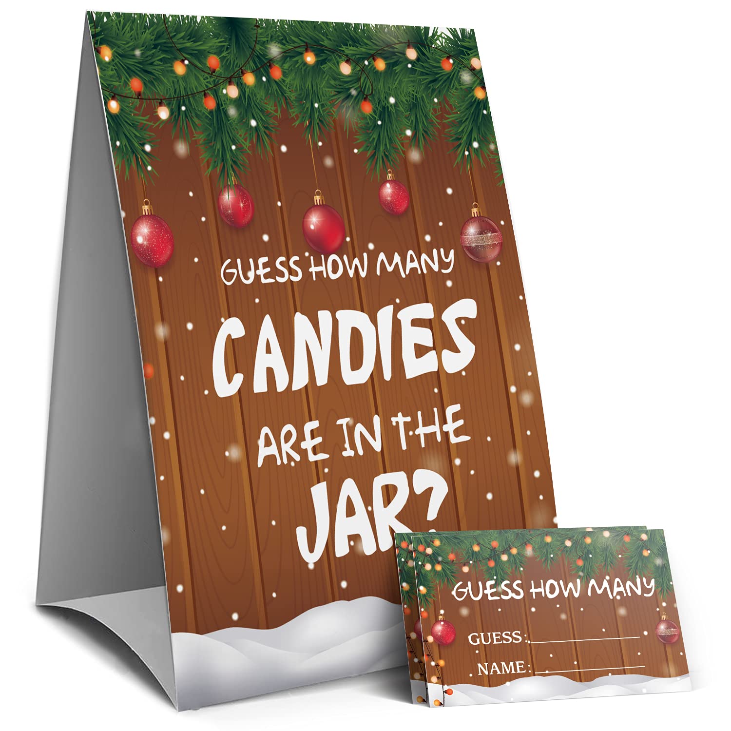 Amazon.com: Guess How Many Candies Are In The Jar, Christmas Party Game  Sign, Baby Shower Game Sign, Bridal Shower Game Sign, Birthday Party Games  Sign -1 Sign and 50 Guessing Cards(14A) :