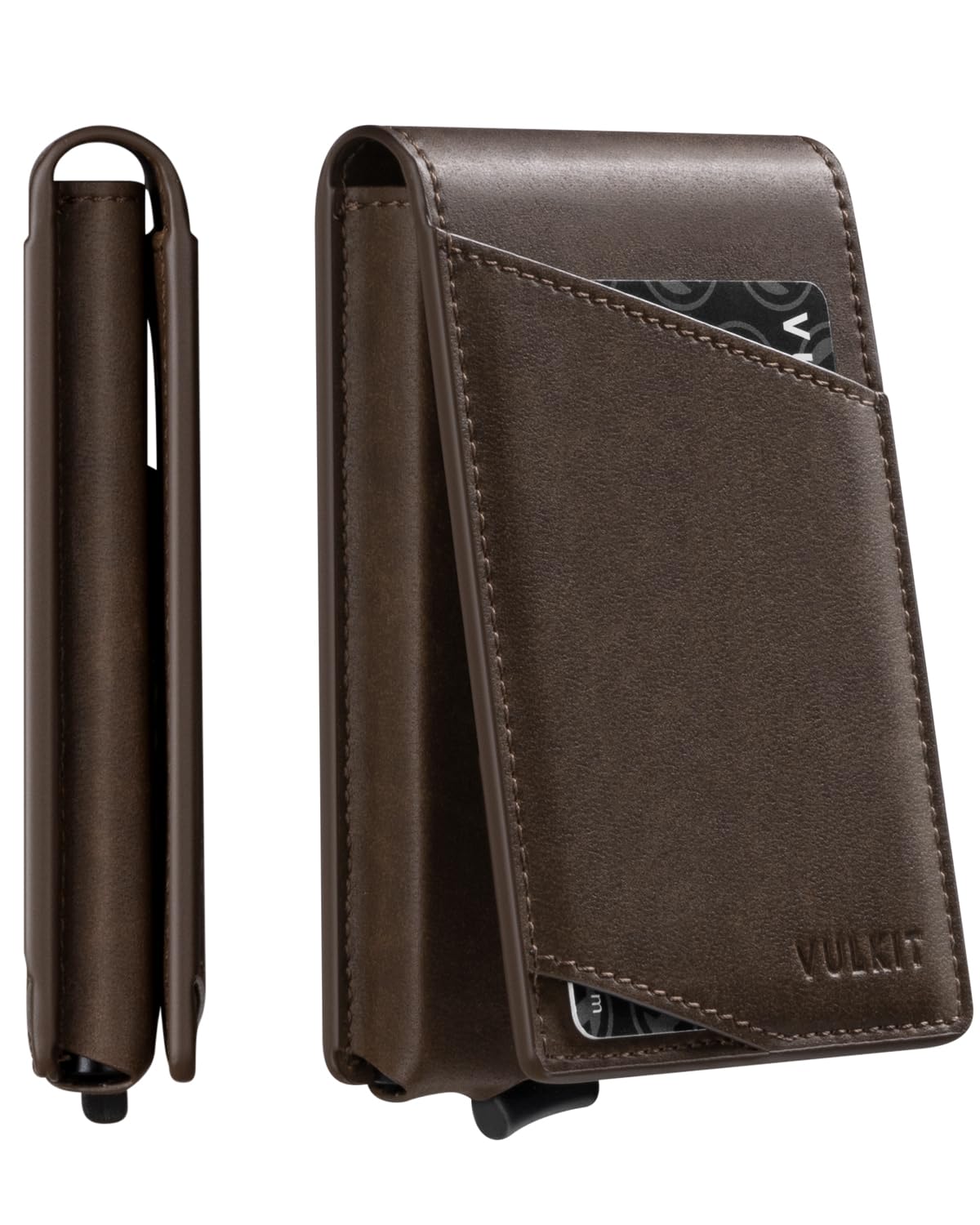 VULKITMinimalist Wallet for Men Pop Up Card Holder Slim Tactical Bifold Wallets RFID Blocking Magnetic Closure Holds 8 Cards and Cash