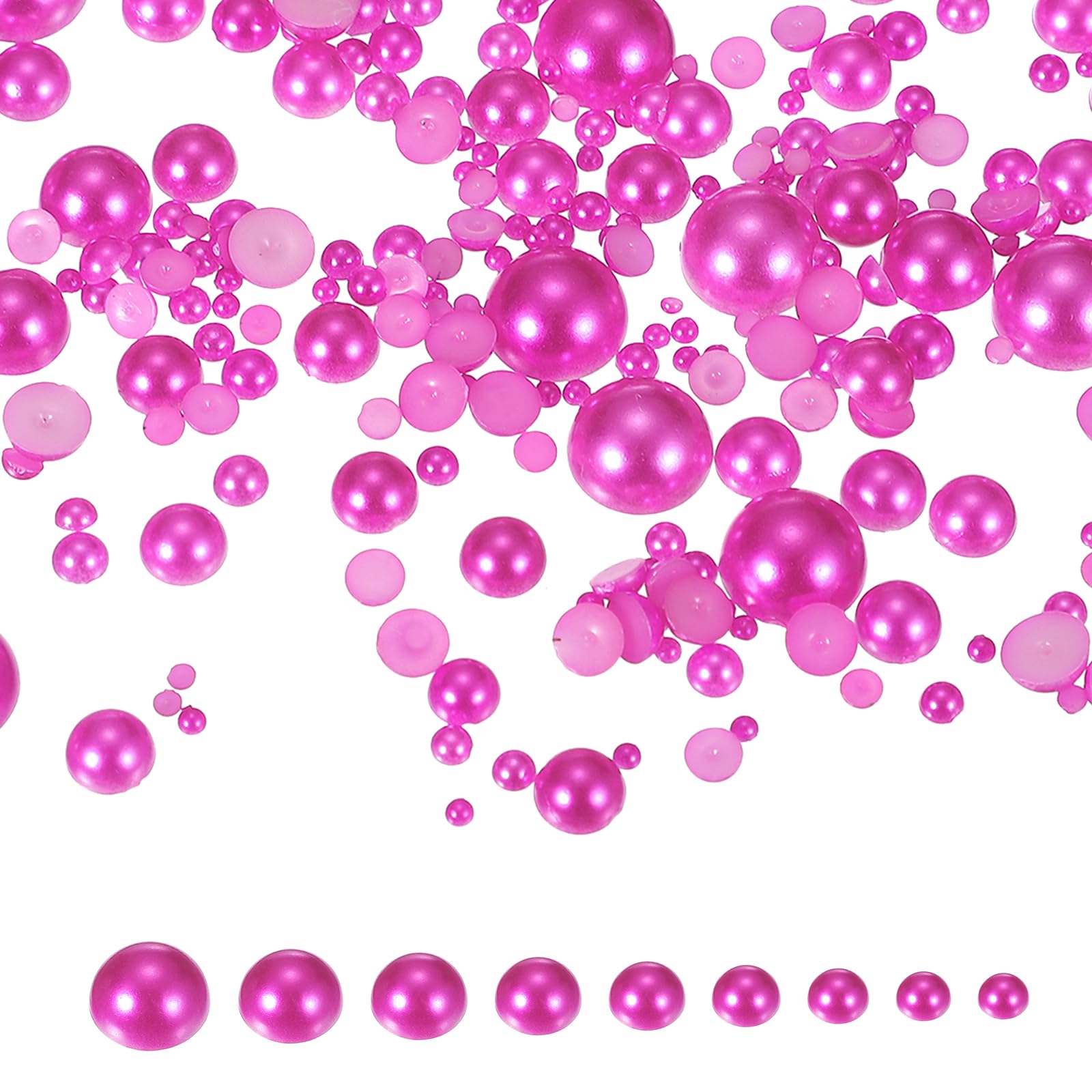 PATIKIL 1000Pcs Mix Pearls and Rhinestones, 2-10mm Mixed Sizes ABS Flatback Rhinestones Pearls for Craft Jewelry Making DIY Nail Art, Rose Red