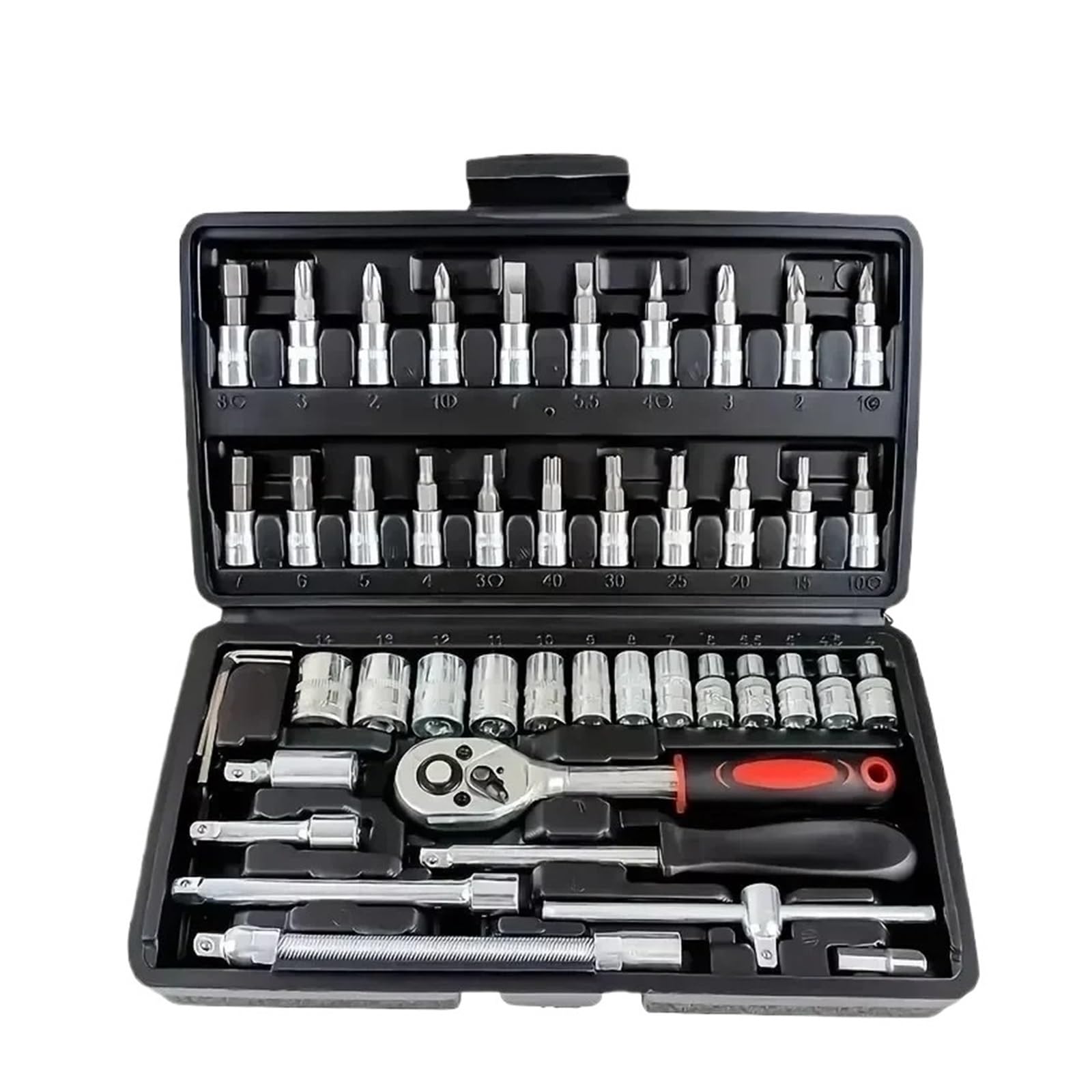 Iklaaqetbxps 46Pcs Ratchet Wrench Socket Kit Multifunctional Hand Tools For Auto Maintenance