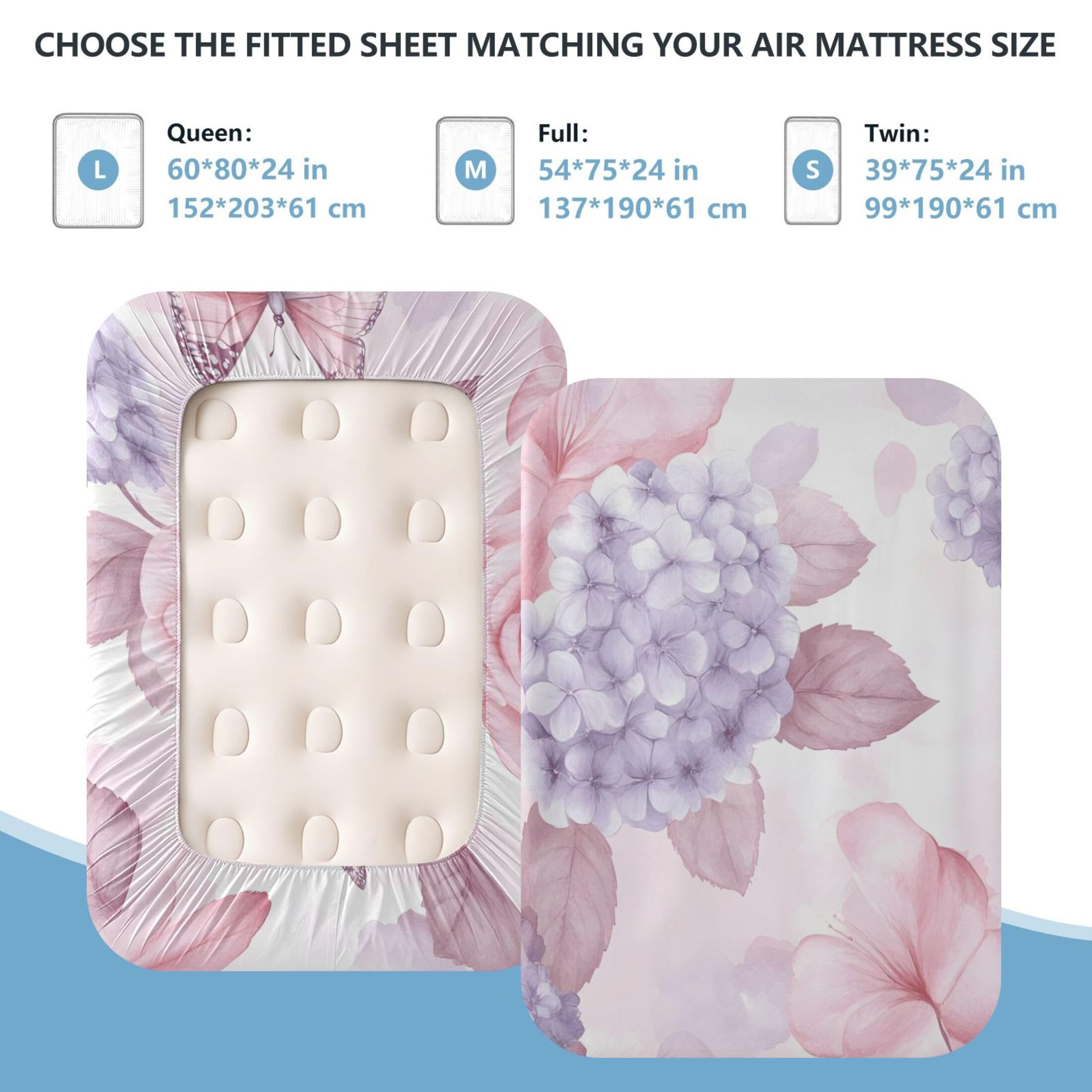 Roses Sábana bajera ajustable individual para colchón de aire, bolsillo extra profundo de 24 pulgadas, funda suave y transpirable con apertura de válvula de cremallera para cama de aire