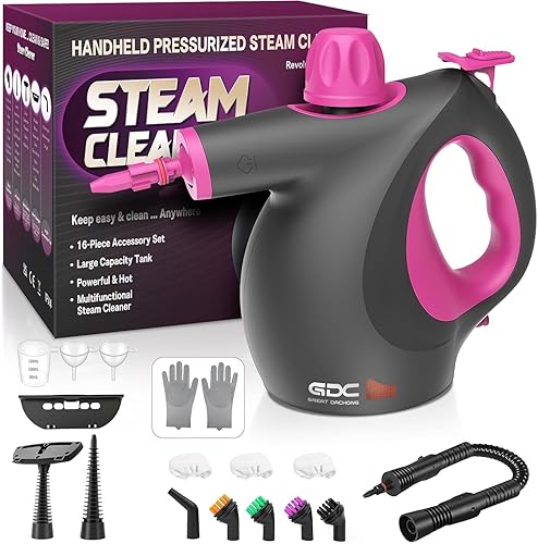 Handheld Steam Cleaner for Home, Pressurized Steamer with 16 Accessories,