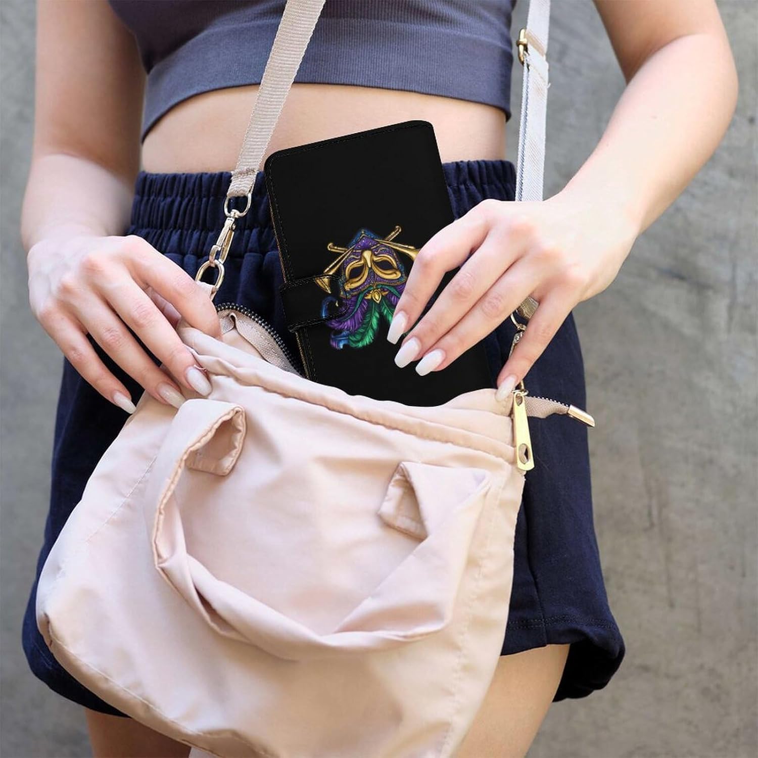 Mardi And Gras Mask Women's Long Wallet Leather Large Capacity Wristlet Clutch Purse Wallets