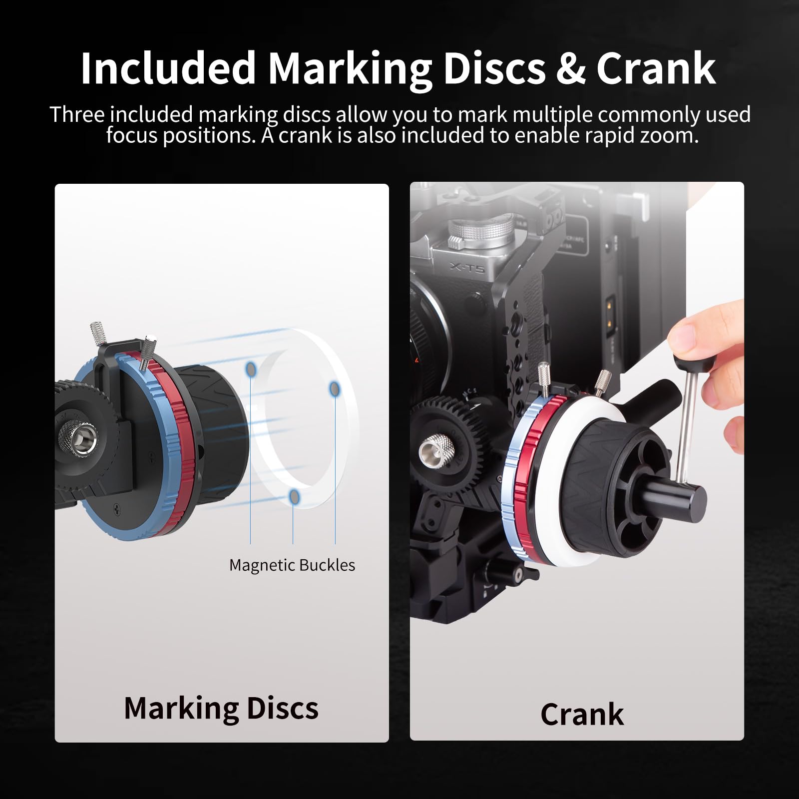 Kit Follow Focus Mini Nitze MF15C - Pour Appareils Photo Sans Miroir - Avec Disques Magnétiques, Engrenages, Tige 15mm, Pince Rail NATO