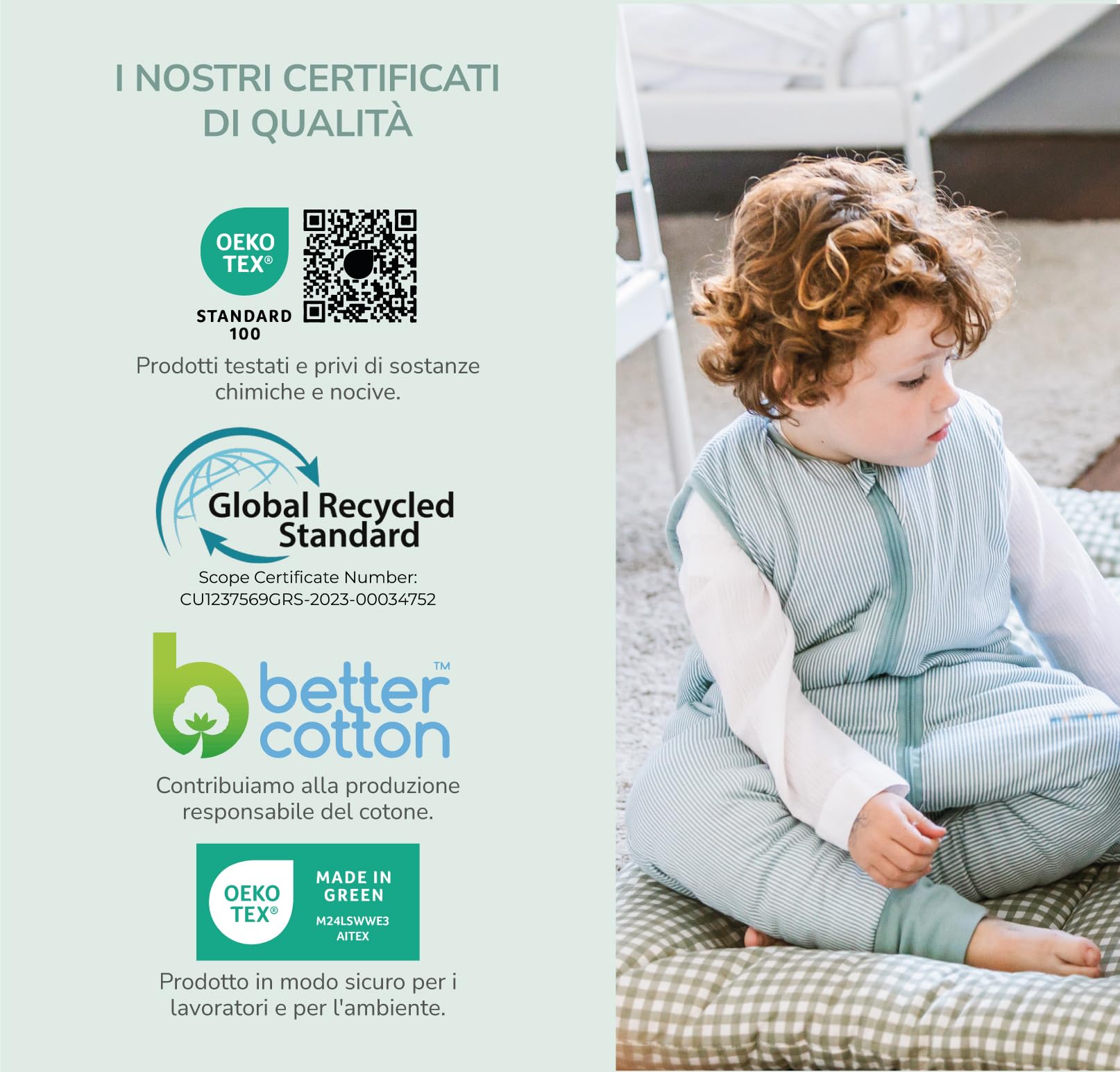 molis&co - Sacco Nanna con piedini - Sacco nanna invernale per Bambini - Sacchi Nanna 2.5 tog con piedini - 100% Cotone (Oeko-TEX 100) - Blue Surf (1 anno)