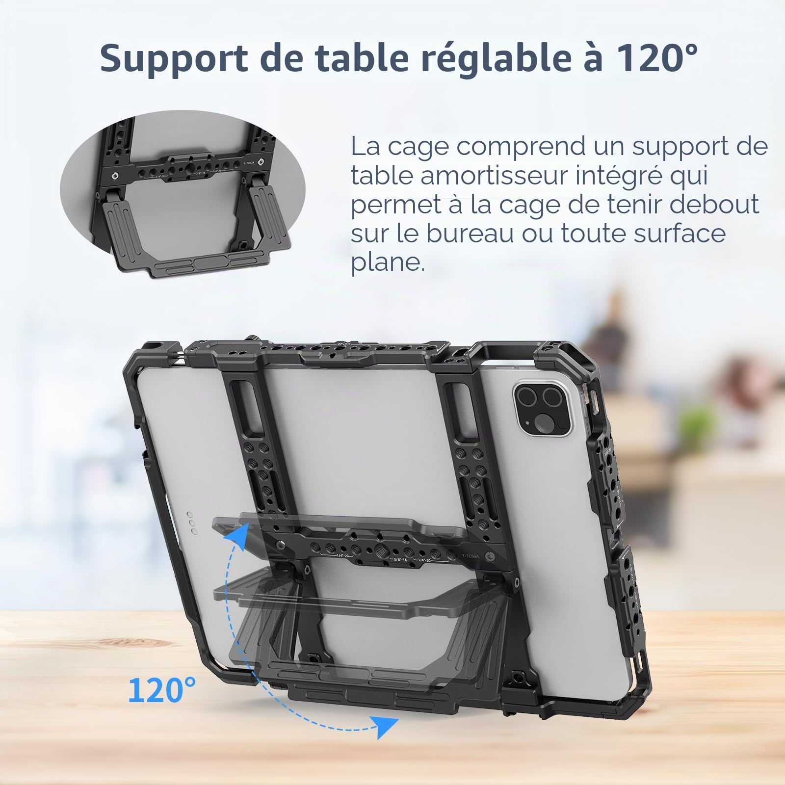 Nitze Cage pour Tablette pour iPad A16/1 à 10 gen, iPad Air 11" M4/M3/M2/1 à 5 Gen, iPad Pro 11" M5/M4/1 à 4 Gen, iPad Pro 10.5" 2017/9.7" 2016 et Autres Tablettes de 9 à 11" - T-TC03A