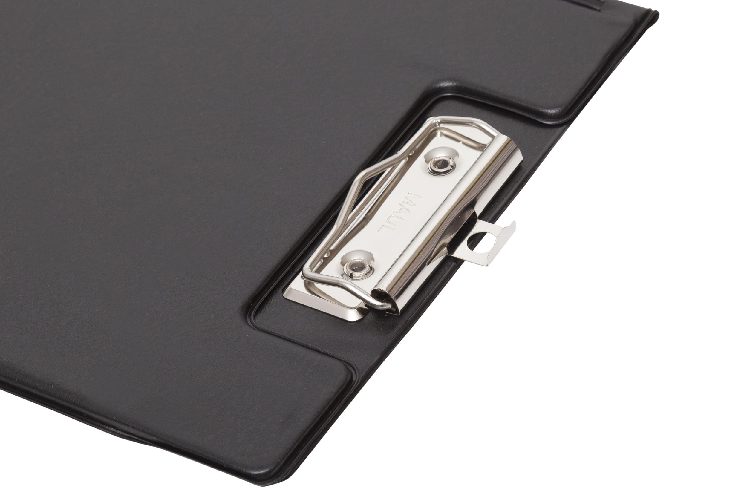 Maul Carpeta portapapeles con cubierta de aluminio y protección anticopia, DIN A5 alto, bolsillo interior, ancho de sujeción de 8 mm, negro, 2339790