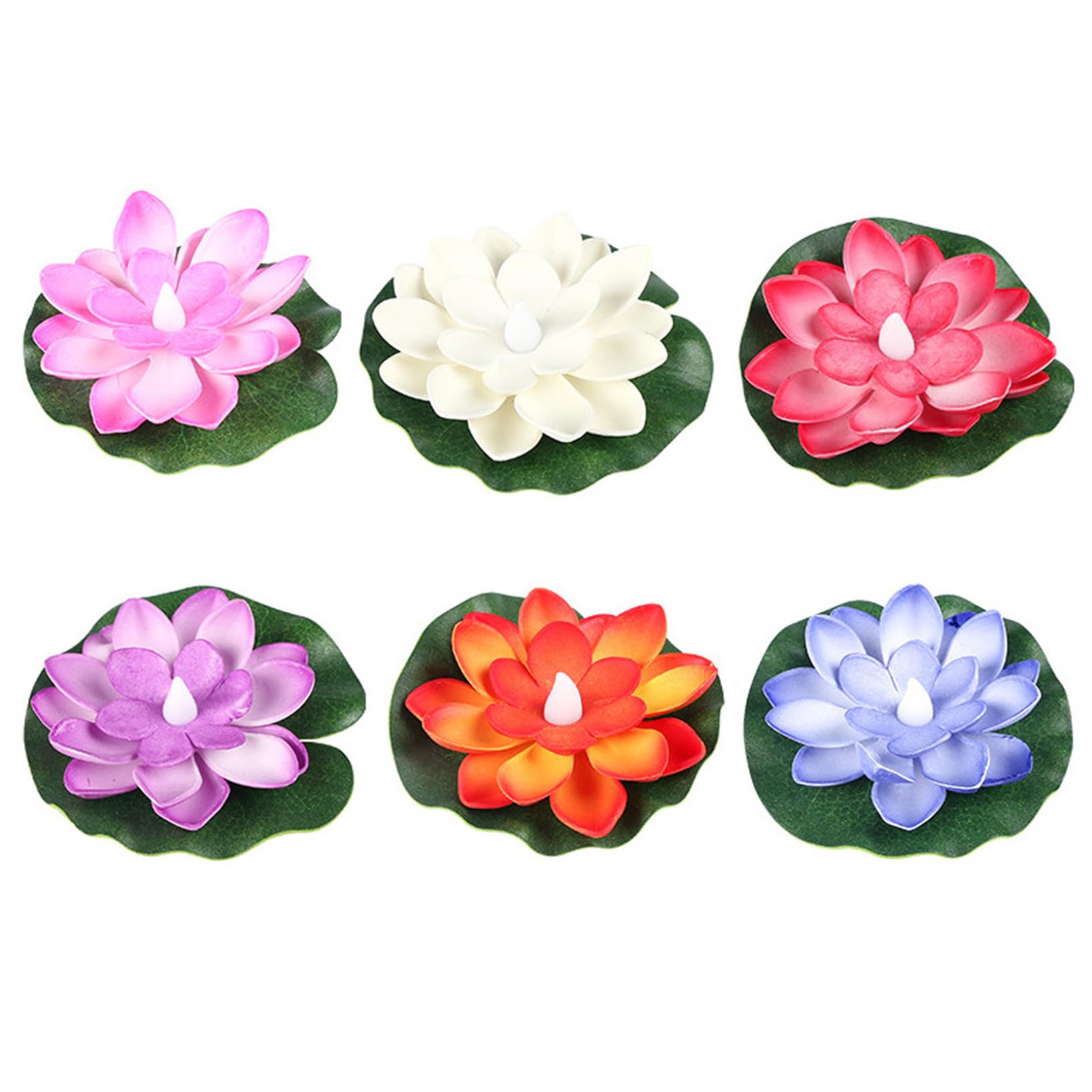 Uanqfegy Floating Pool Light - 6Pcs Lotus Flower Decor 3.9", Battery Operated Water Activated Lily Lights for Pond